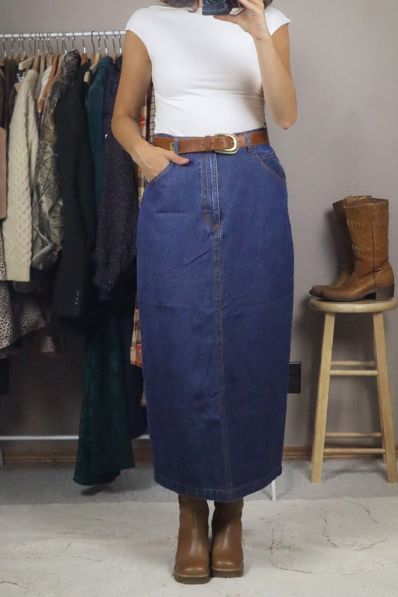 Vintage x Denim Maxi Skirt (6/8)
