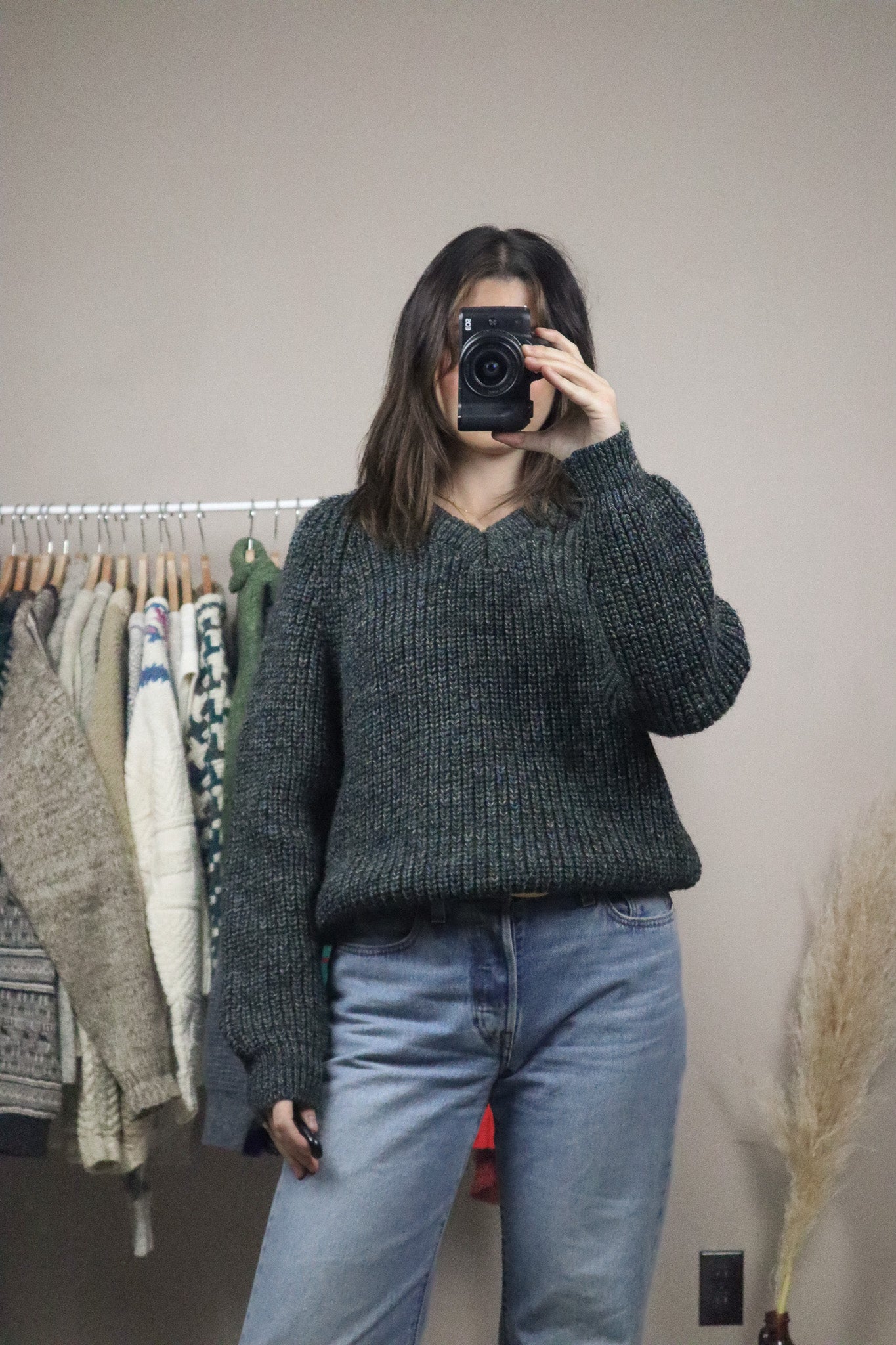 Made in UK x Vintage x Chunky Knit Wool V-Neck (S)