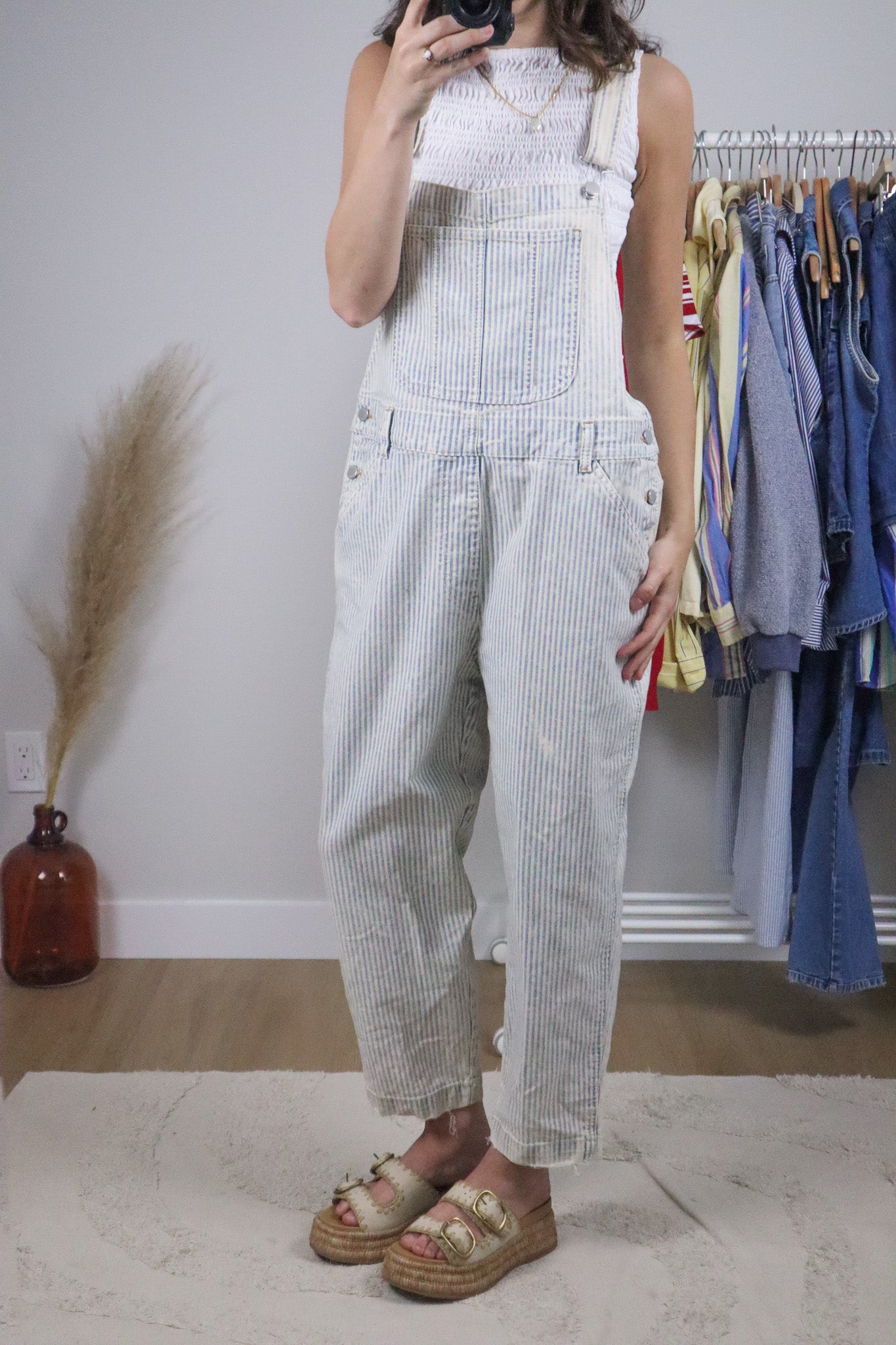 Vintage x Pinstriped Overalls (L/XL)