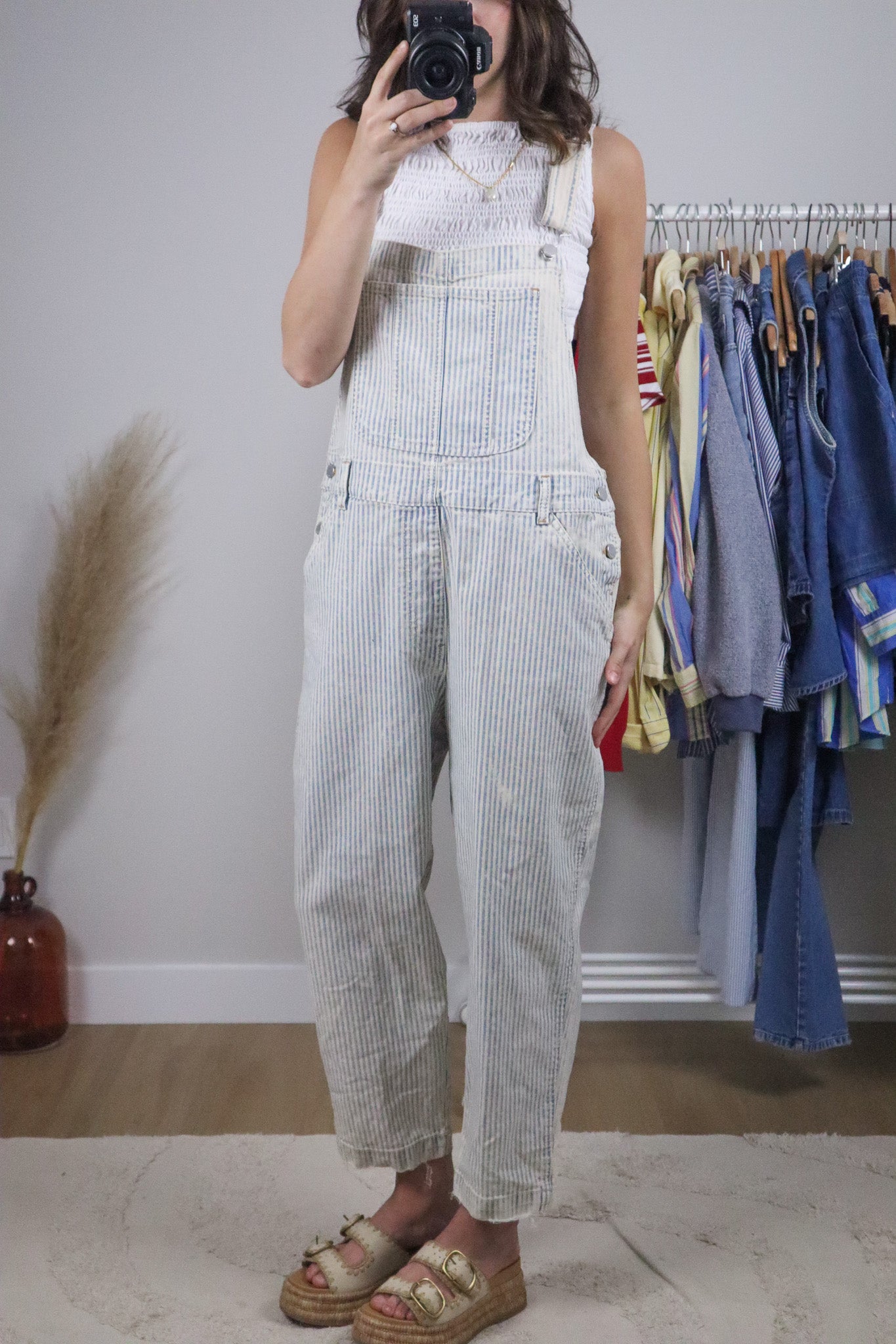 Vintage x Pinstriped Overalls (L/XL)
