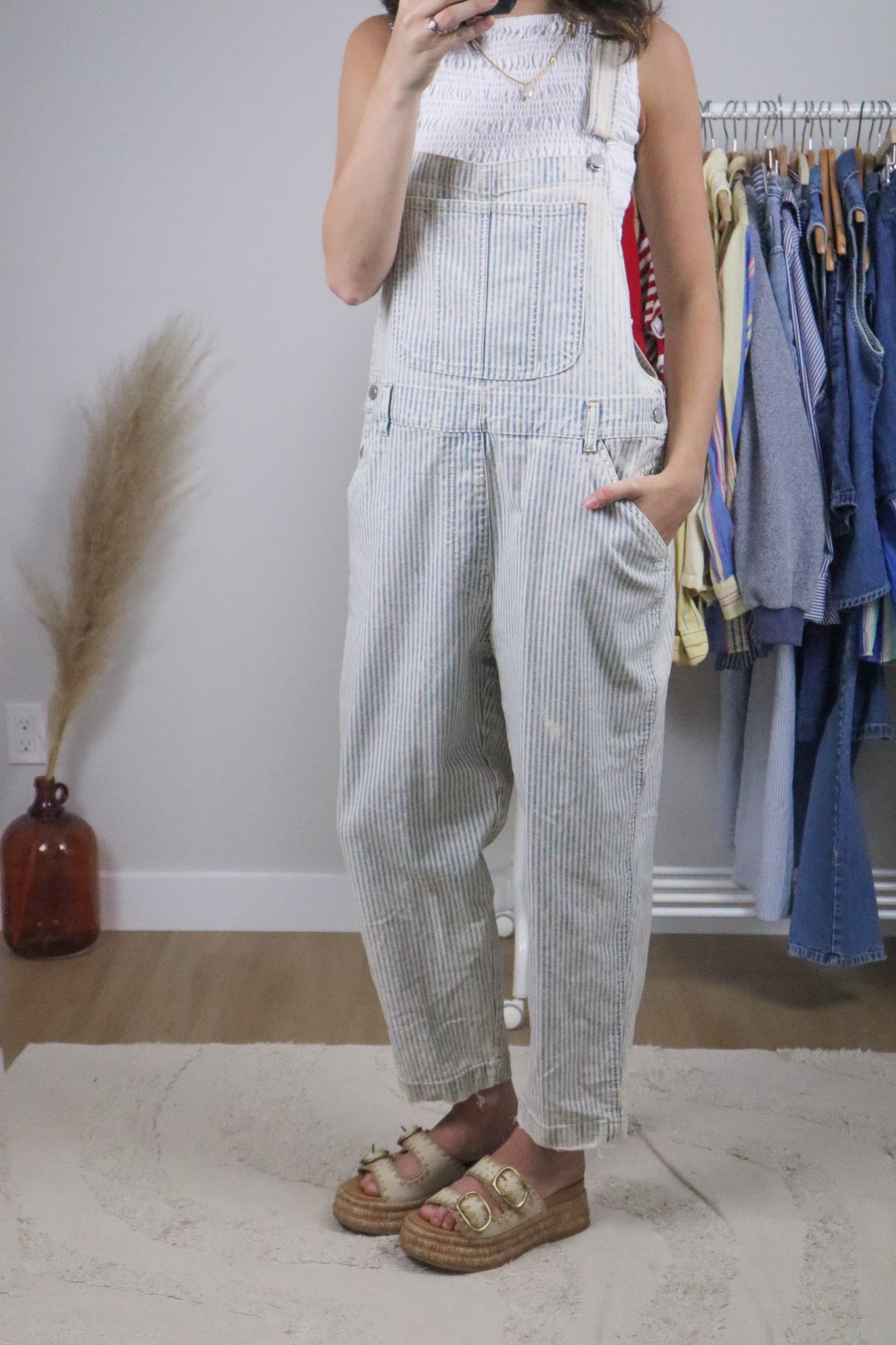 Vintage x Pinstriped Overalls (L/XL)