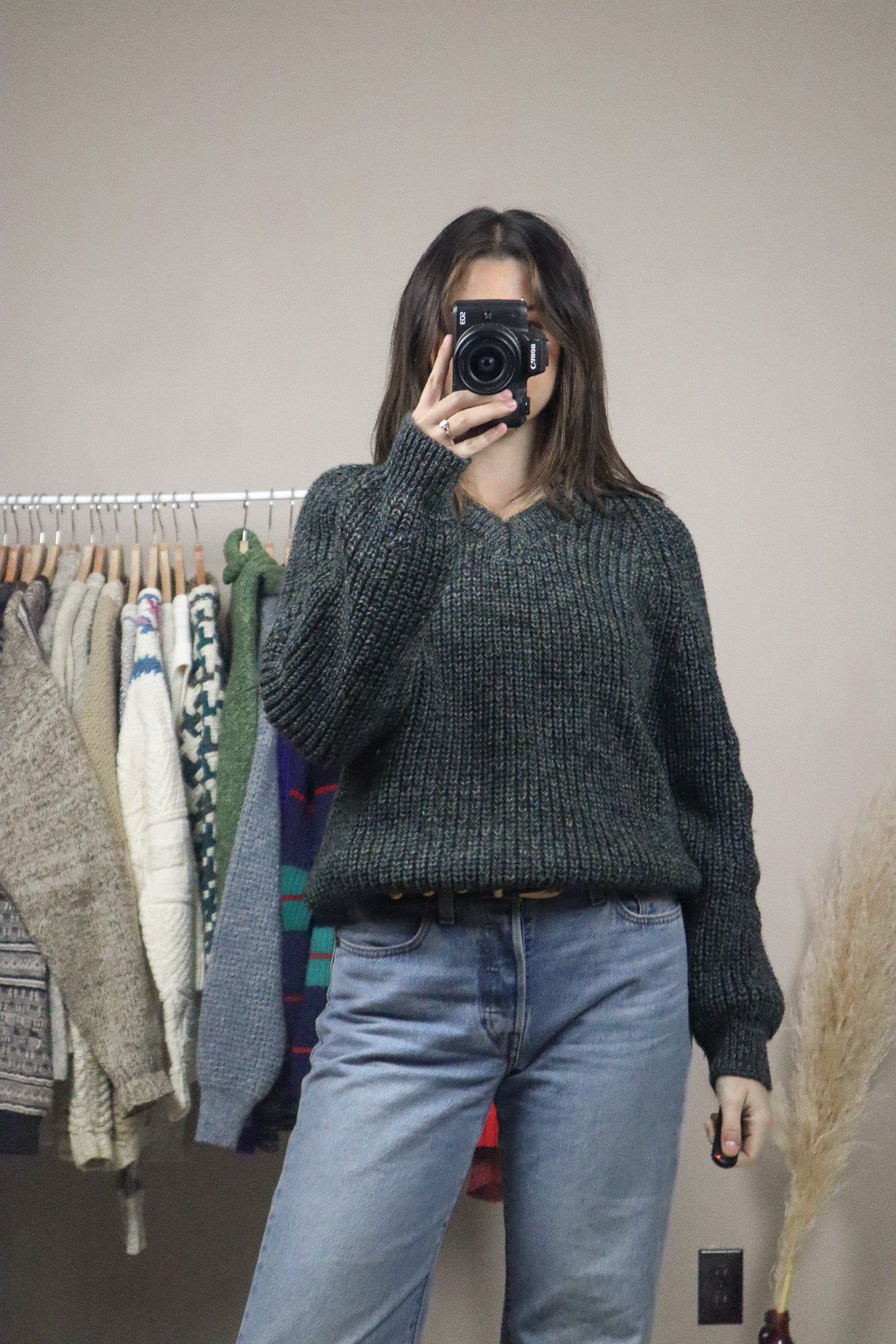 Made in UK x Vintage x Chunky Knit Wool V-Neck (S)
