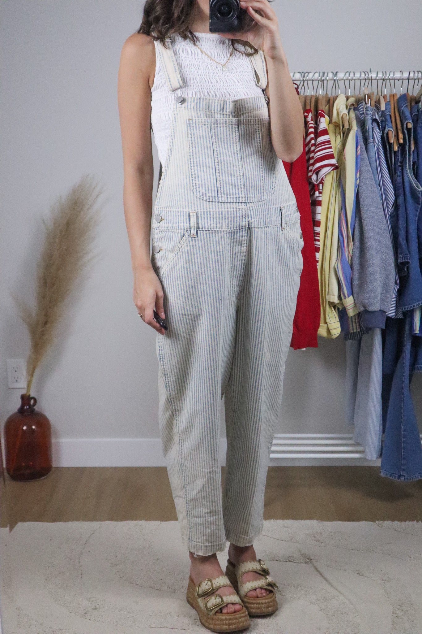 Vintage x Pinstriped Overalls (L/XL)