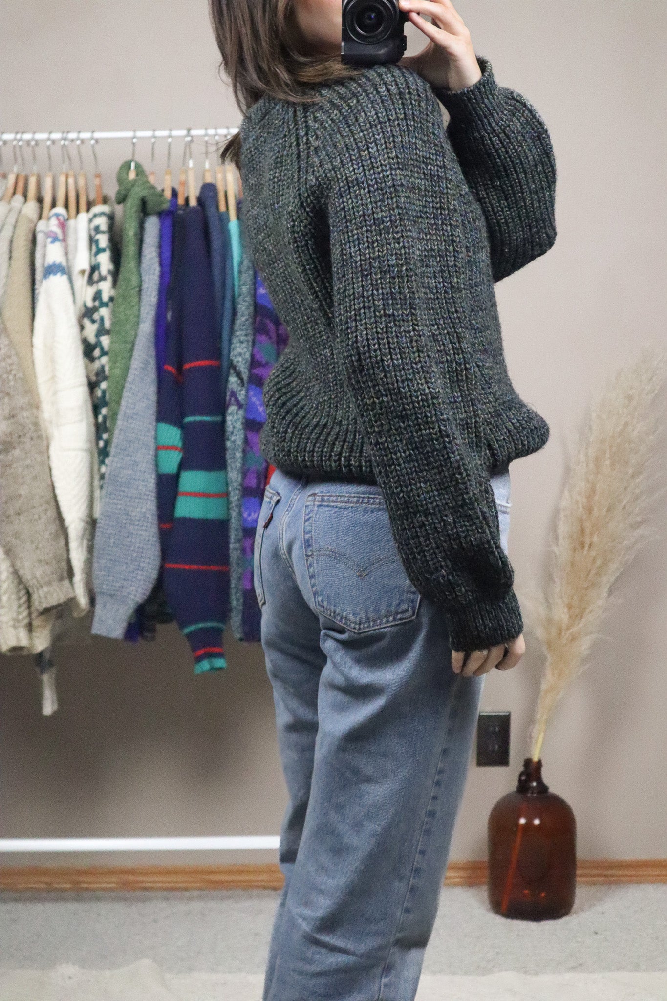 Made in UK x Vintage x Chunky Knit Wool V-Neck (S)