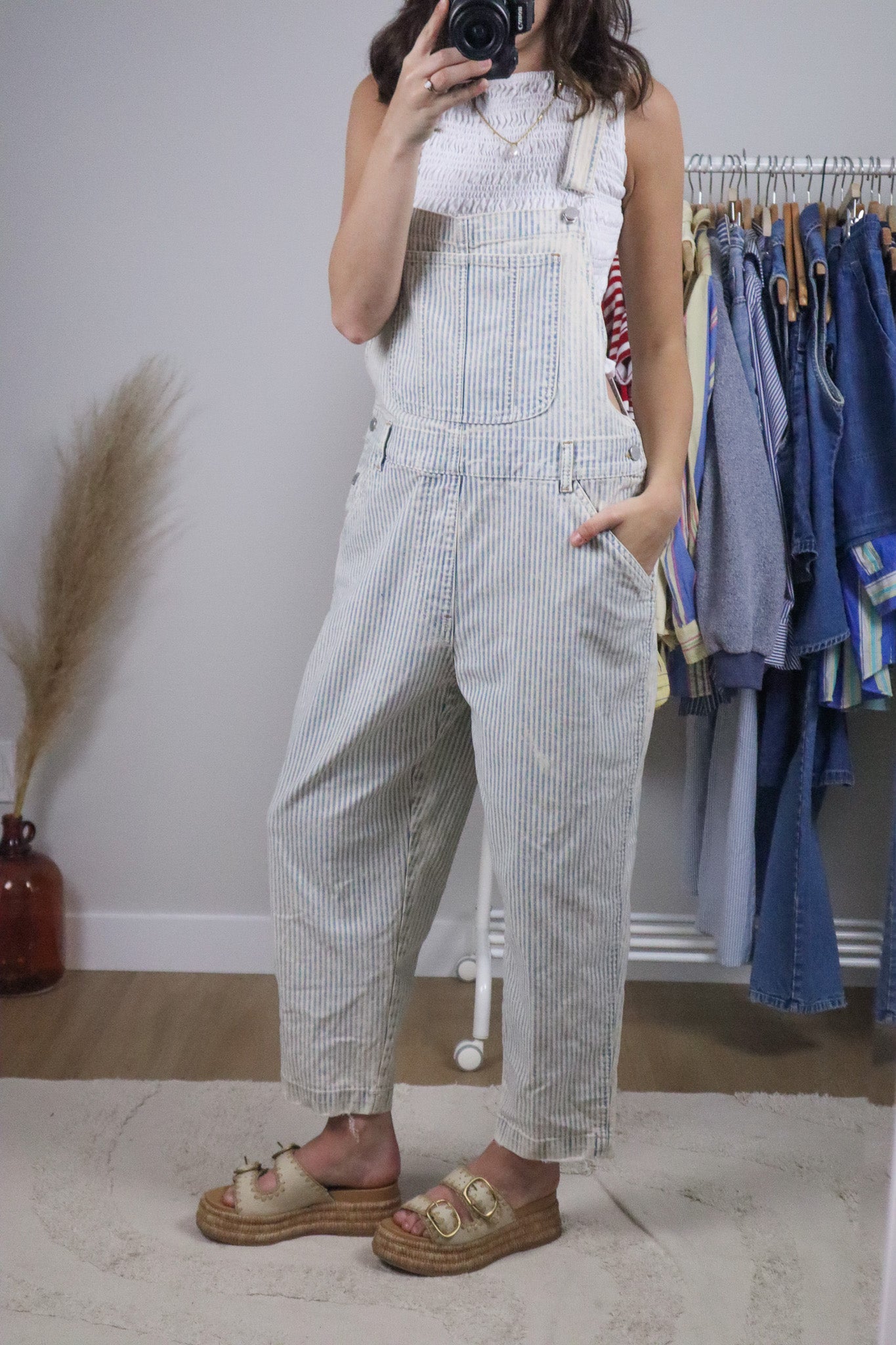 Vintage x Pinstriped Overalls (L/XL)