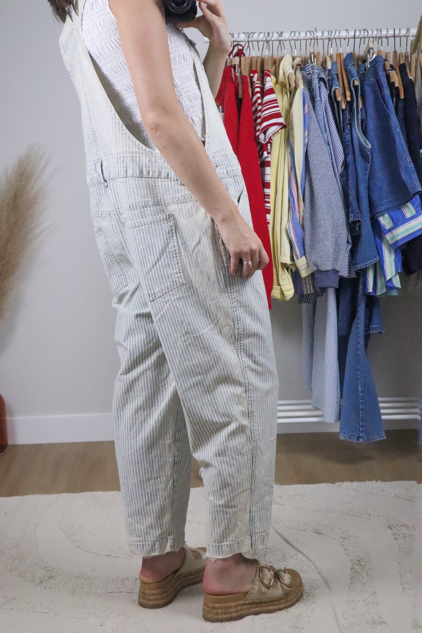 Vintage x Pinstriped Overalls (L/XL)