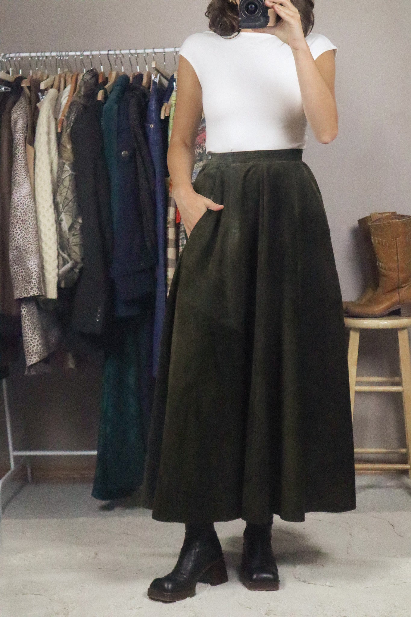 Vintage x Suede Skirt (XXS/XS)