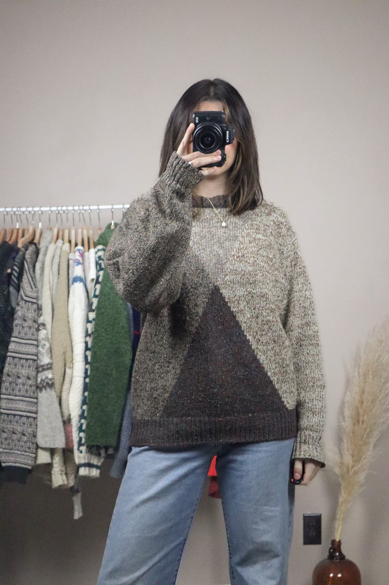 Vintage x Wool Blend Speckled Graphic Knit Sweater (S/M)