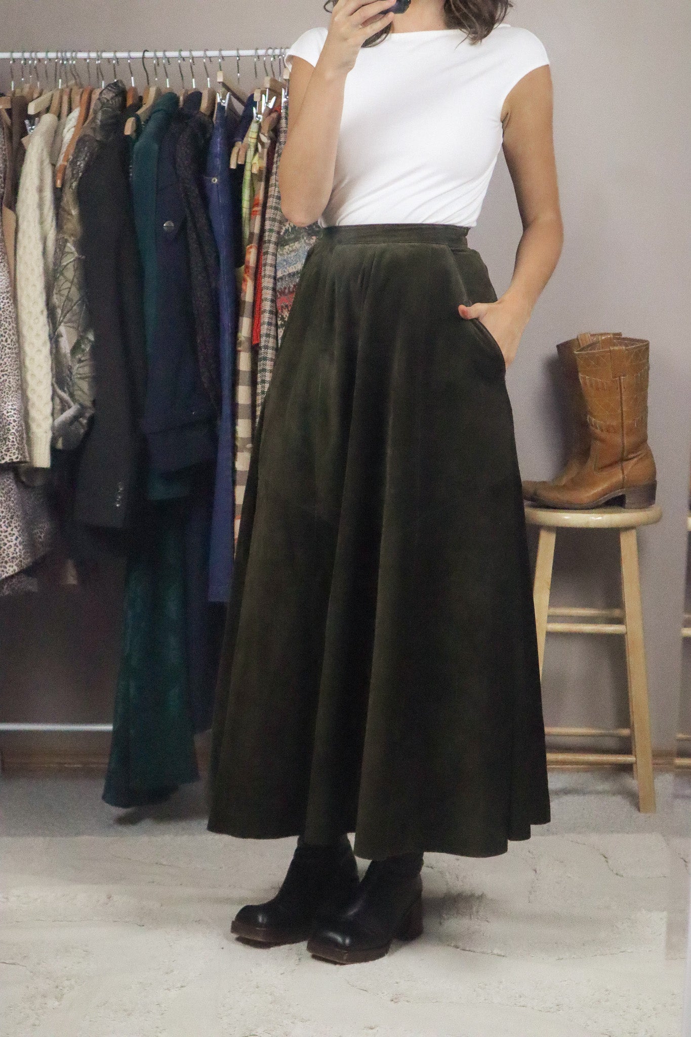 Vintage x Suede Skirt (XXS/XS)