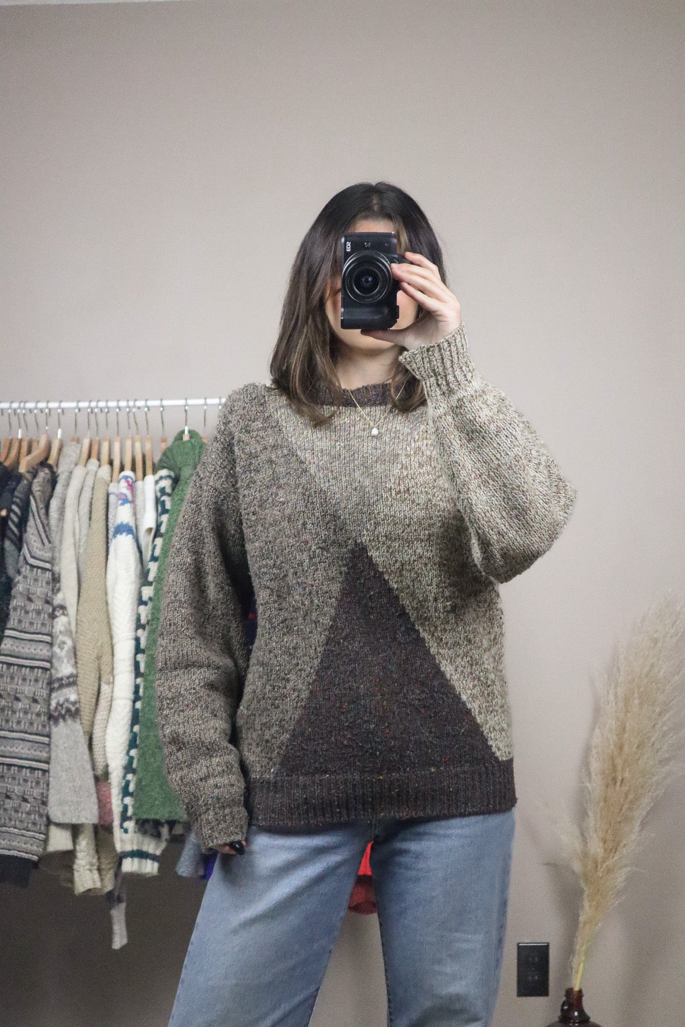 Vintage x Wool Blend Speckled Graphic Knit Sweater (S/M)