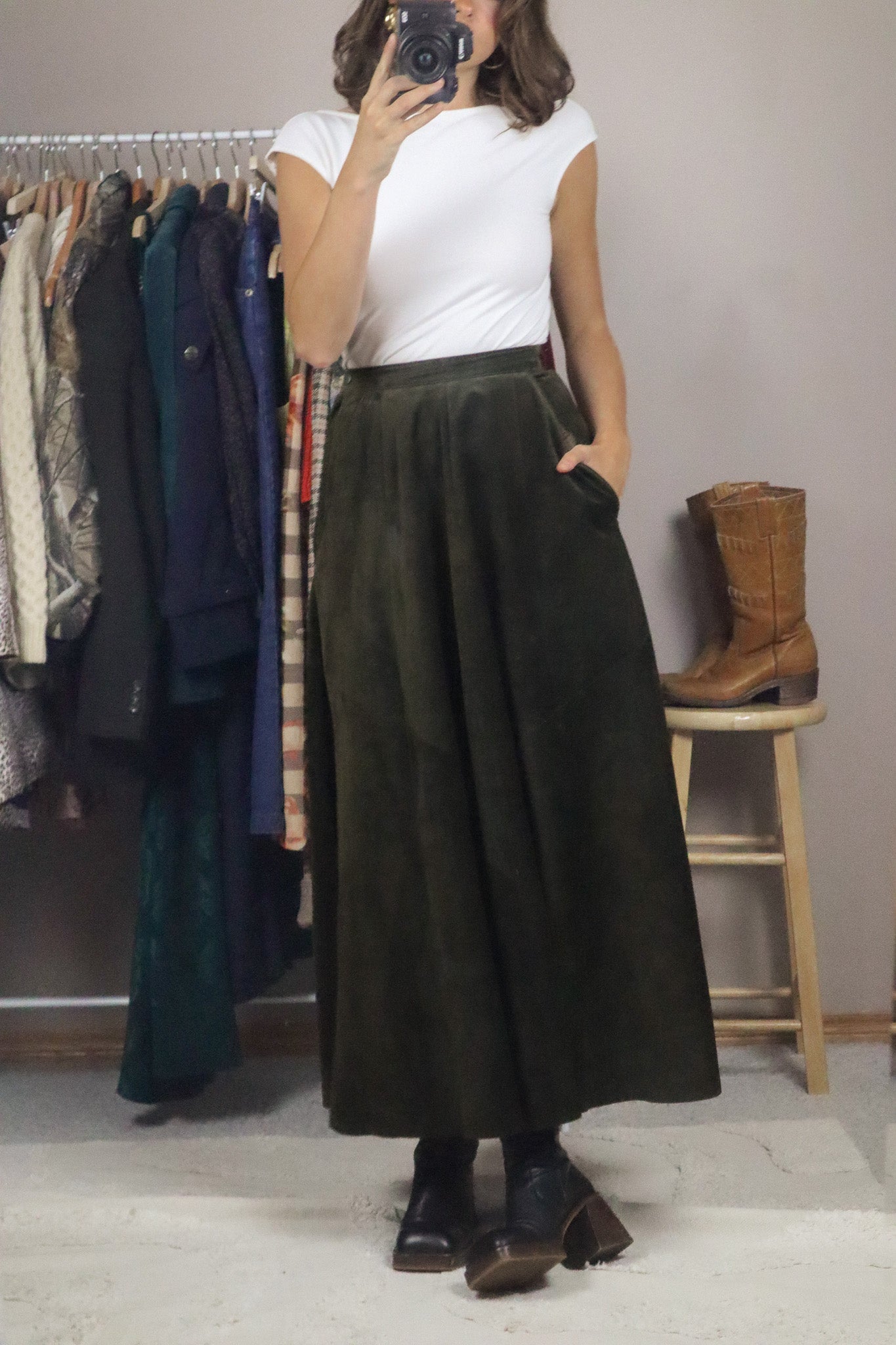 Vintage x Suede Skirt (XXS/XS)