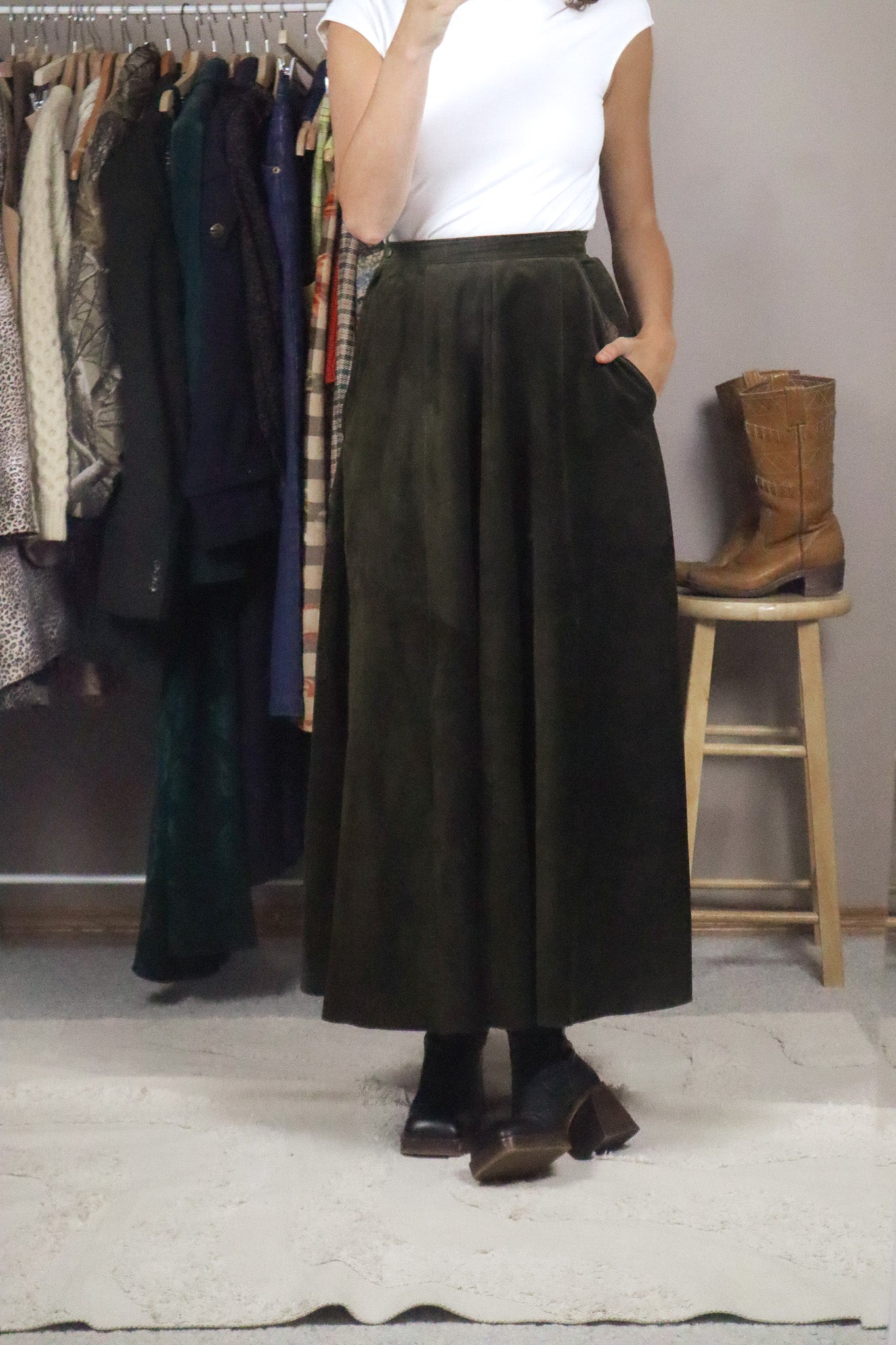 Vintage x Suede Skirt (XXS/XS)