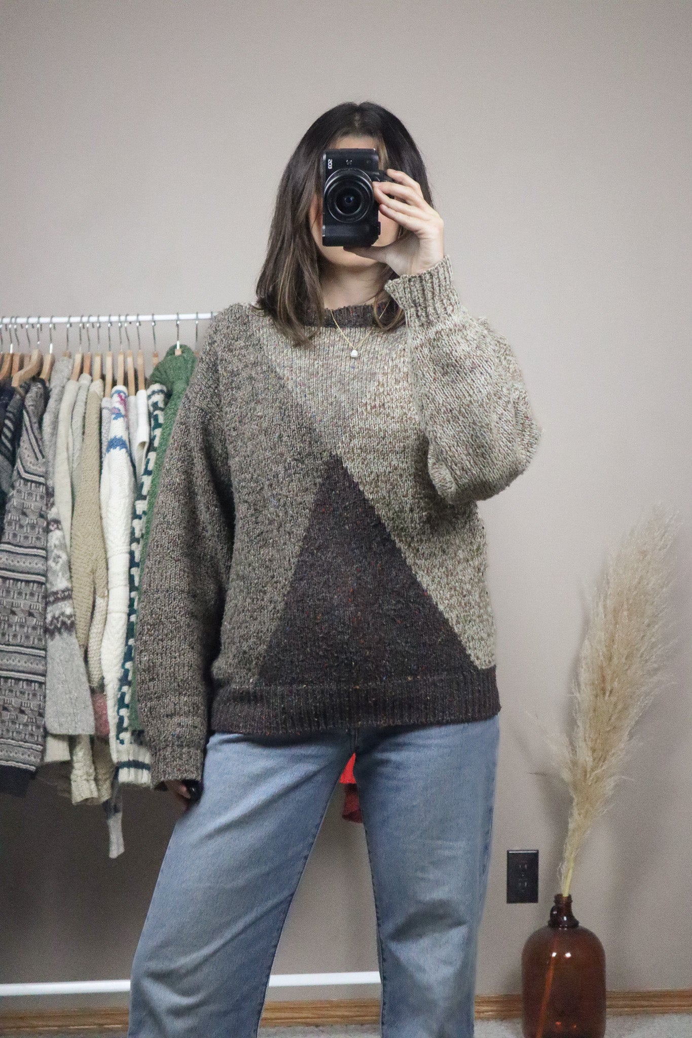 Vintage x Wool Blend Speckled Graphic Knit Sweater (S/M)