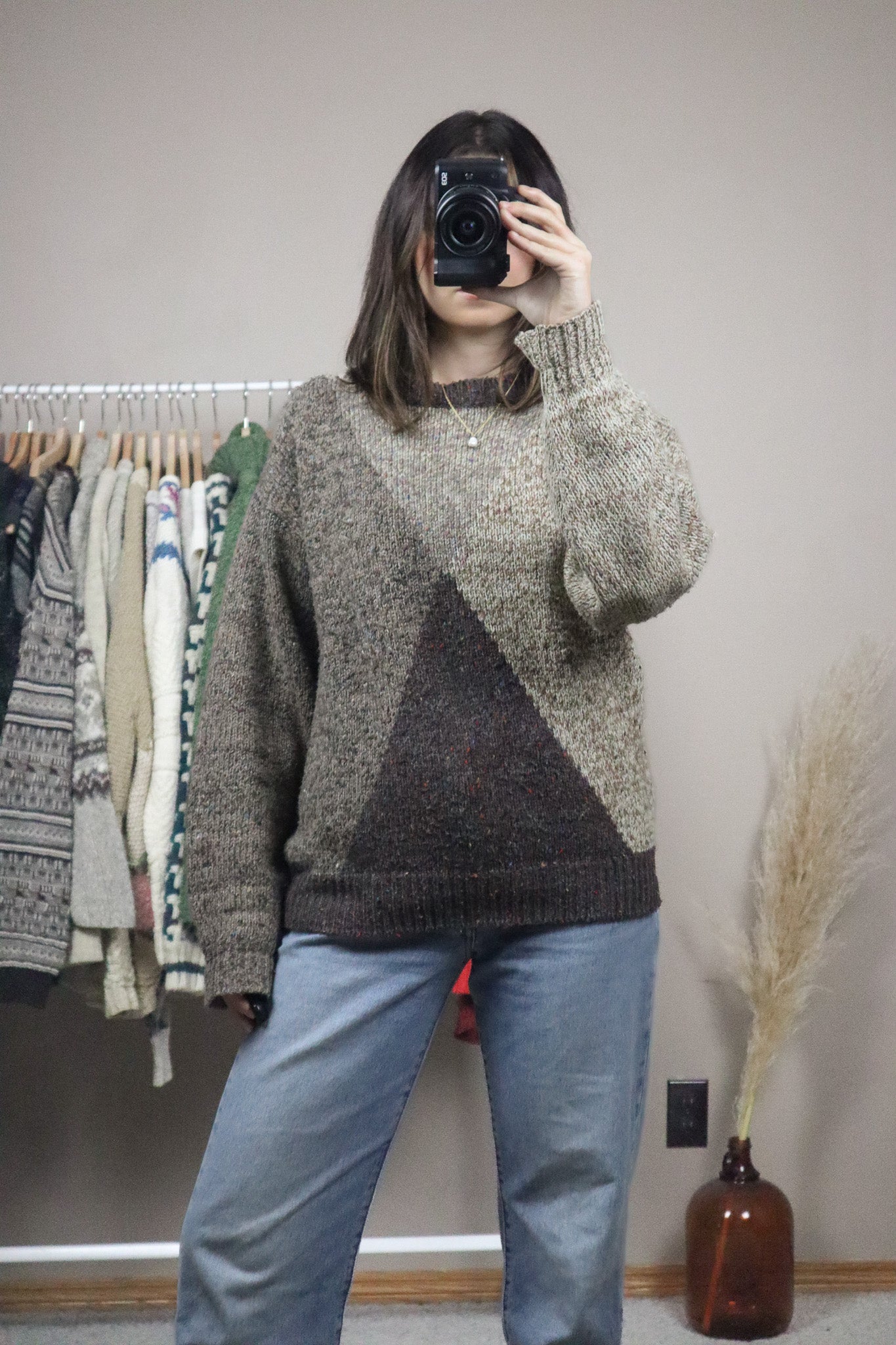 Vintage x Wool Blend Speckled Graphic Knit Sweater (S/M)