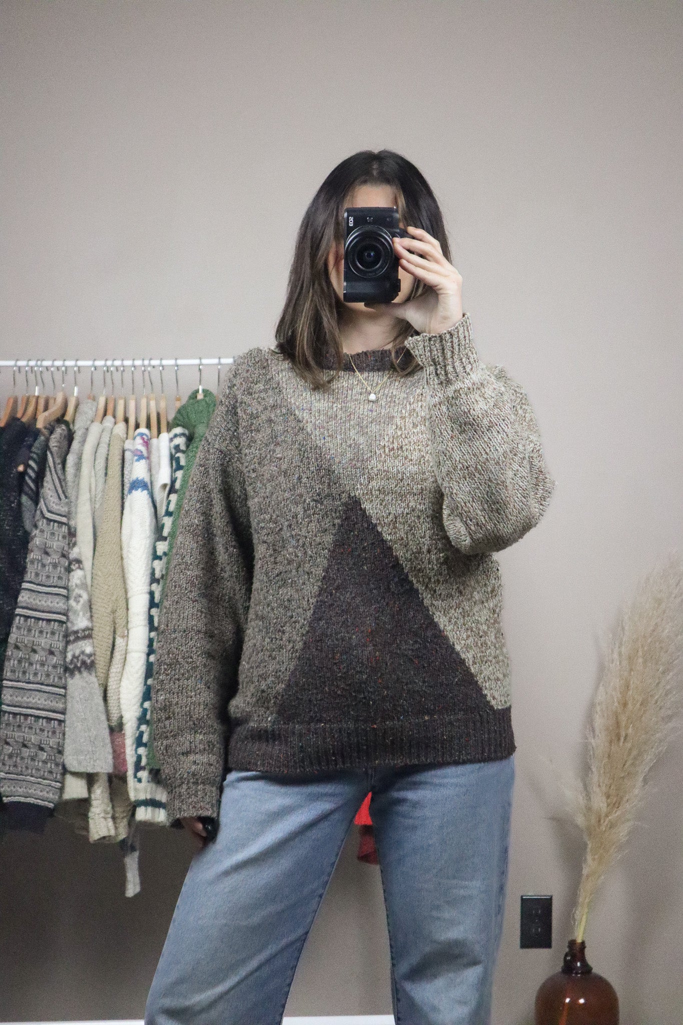 Vintage x Wool Blend Speckled Graphic Knit Sweater (S/M)