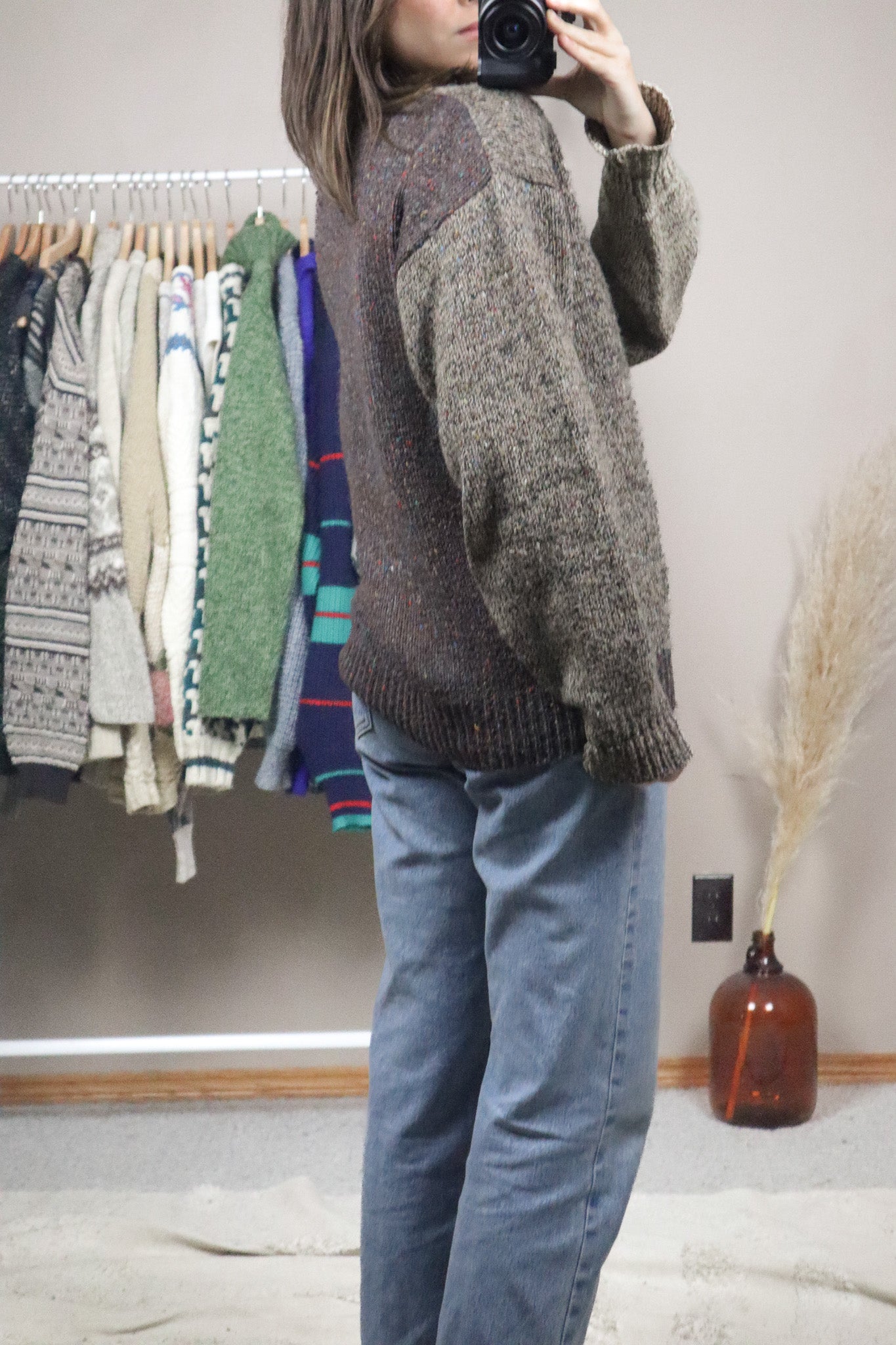 Vintage x Wool Blend Speckled Graphic Knit Sweater (S/M)