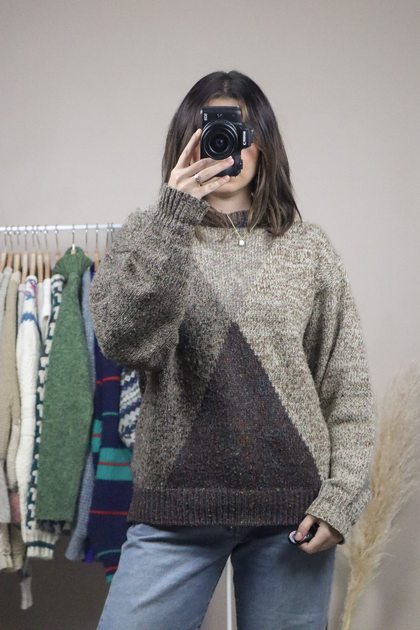 Vintage x Wool Blend Speckled Graphic Knit Sweater (S/M)