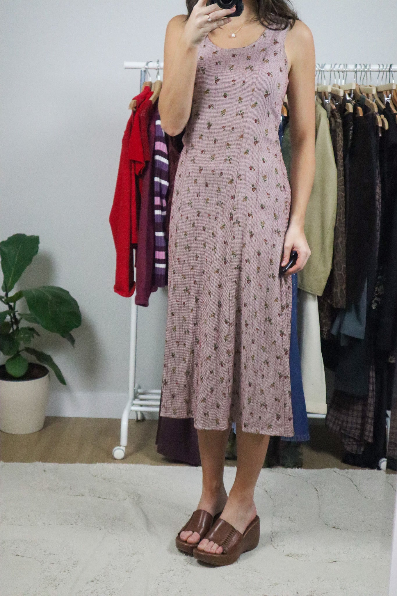 Made in USA x Vintage x Gingham Fruit Maxi Dress (4/6)