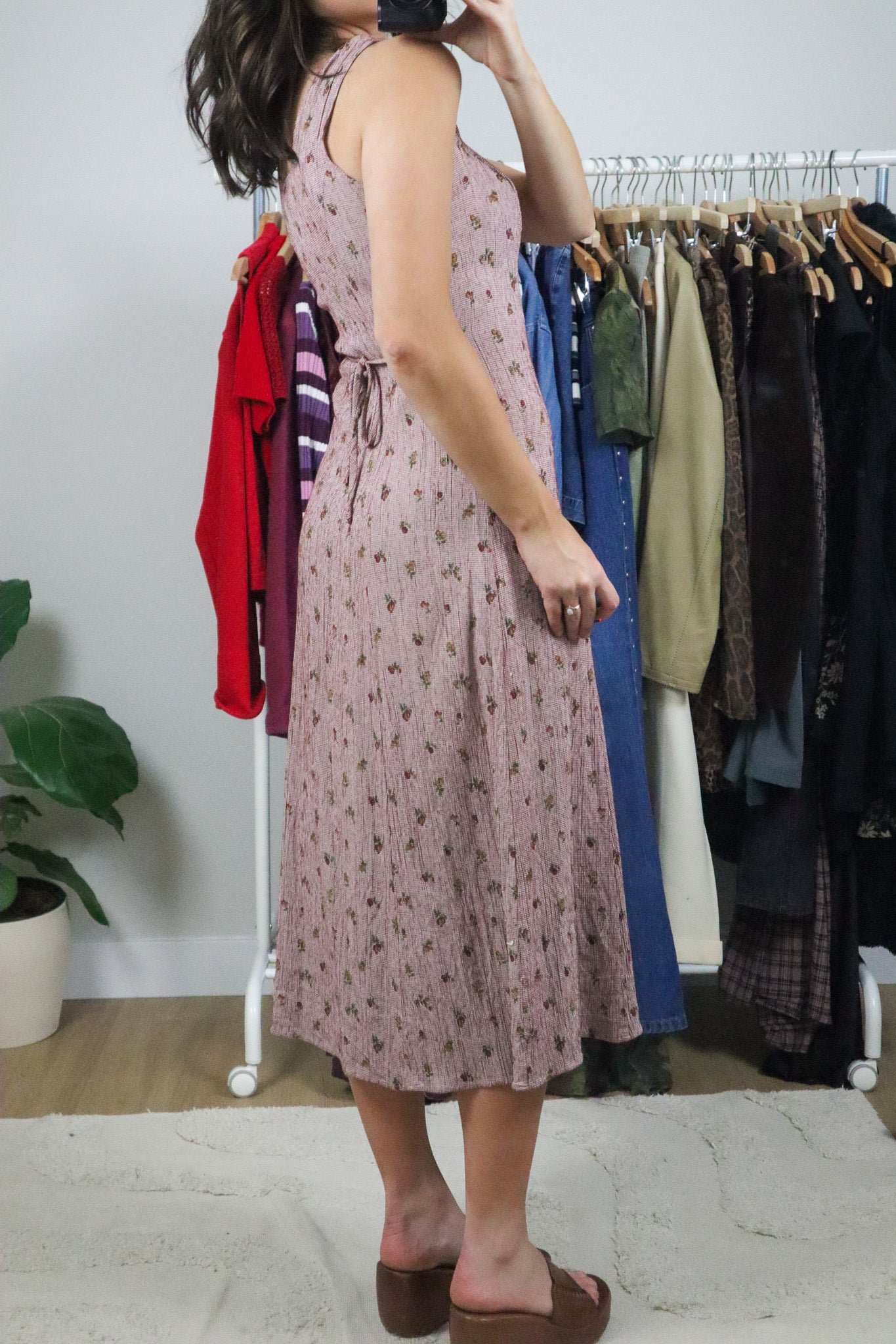 Made in USA x Vintage x Gingham Fruit Maxi Dress (4/6)