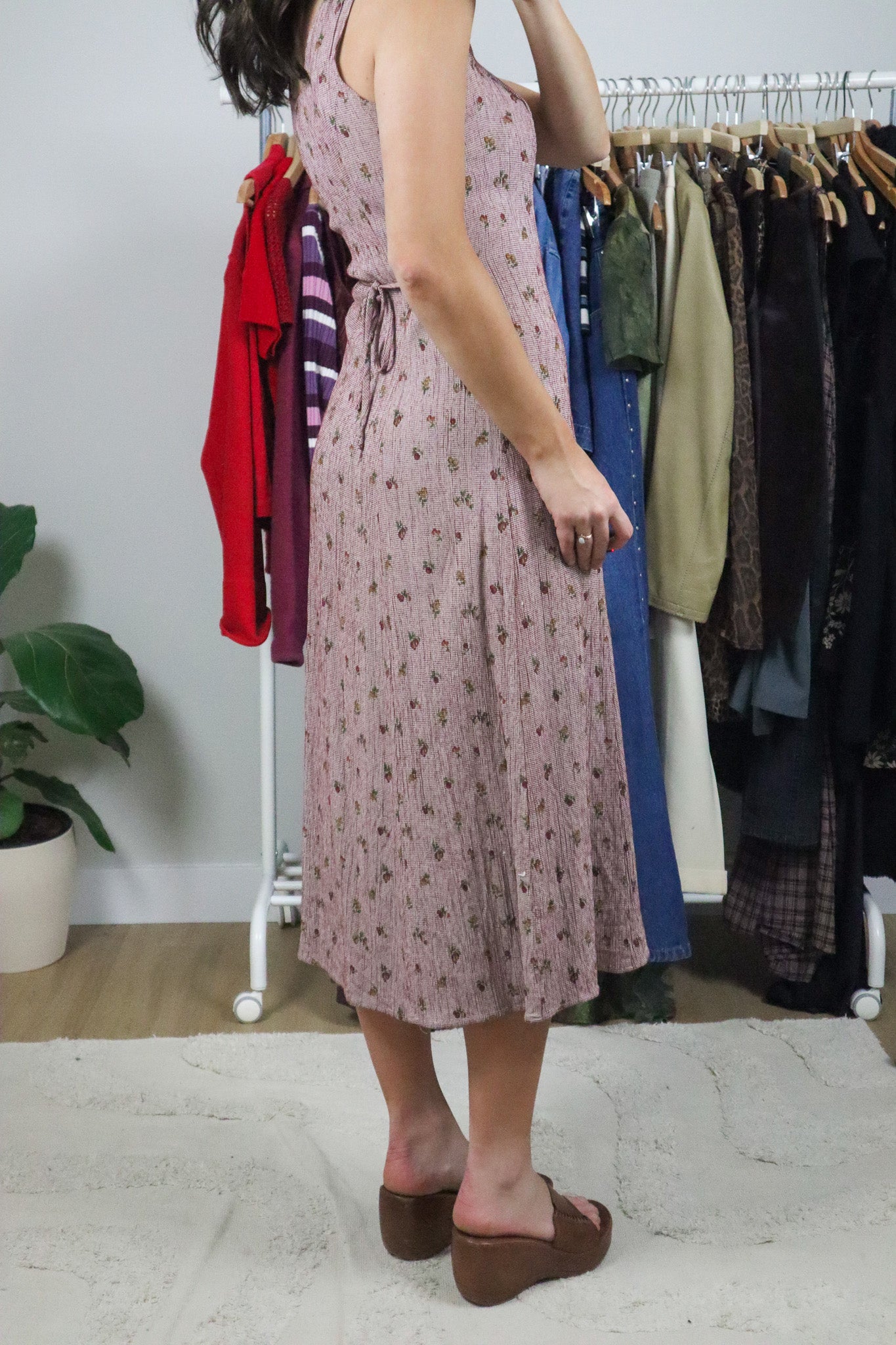 Made in USA x Vintage x Gingham Fruit Maxi Dress (4/6)
