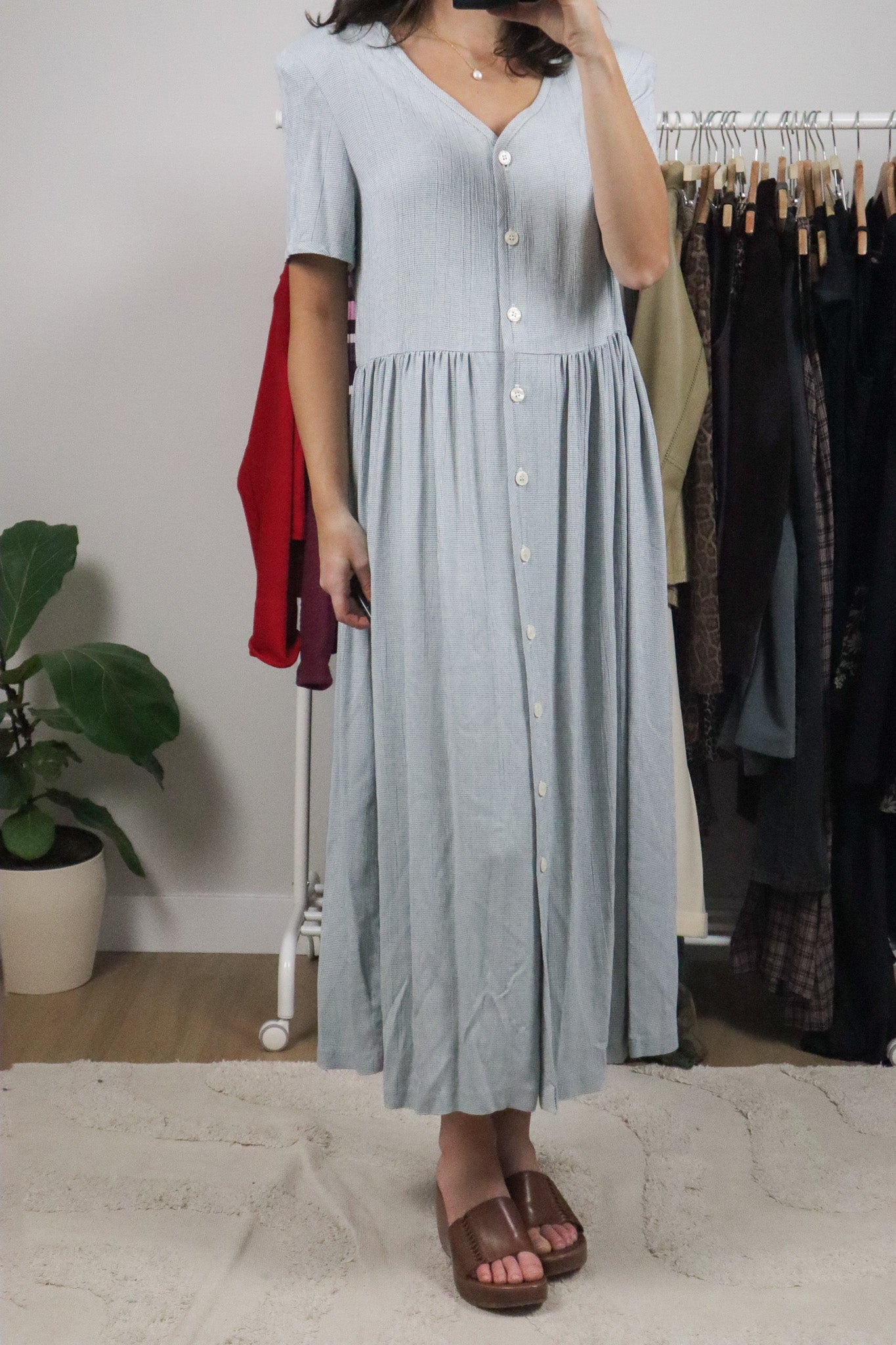Made in Canada x Vintage x Gingham Button Up Maxi Dress (10)