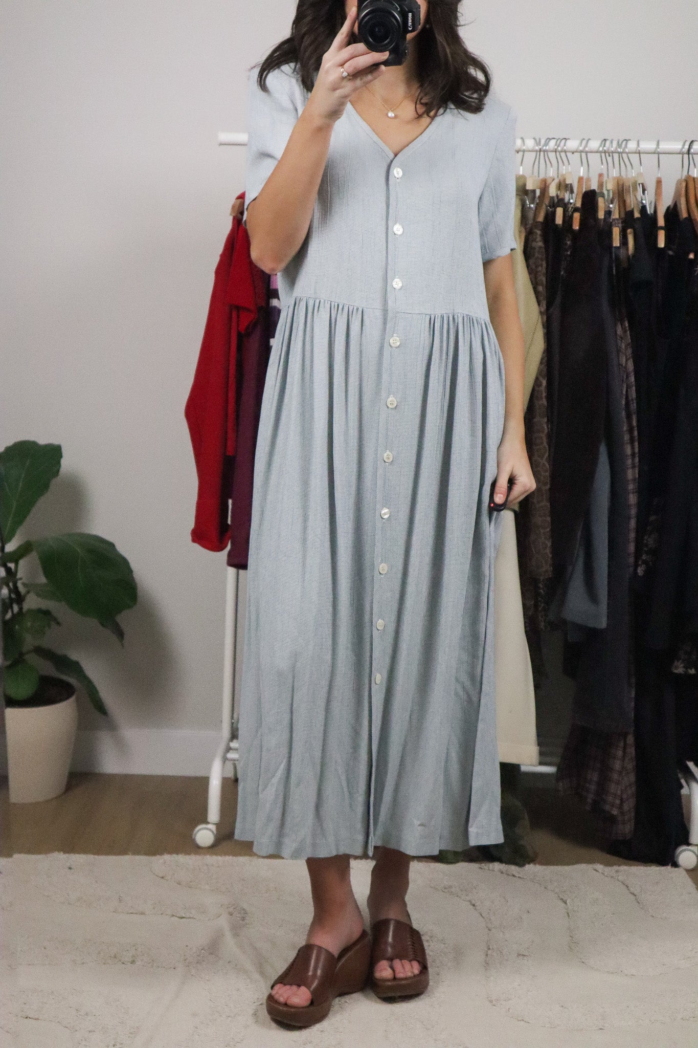 Made in Canada x Vintage x Gingham Button Up Maxi Dress (10)