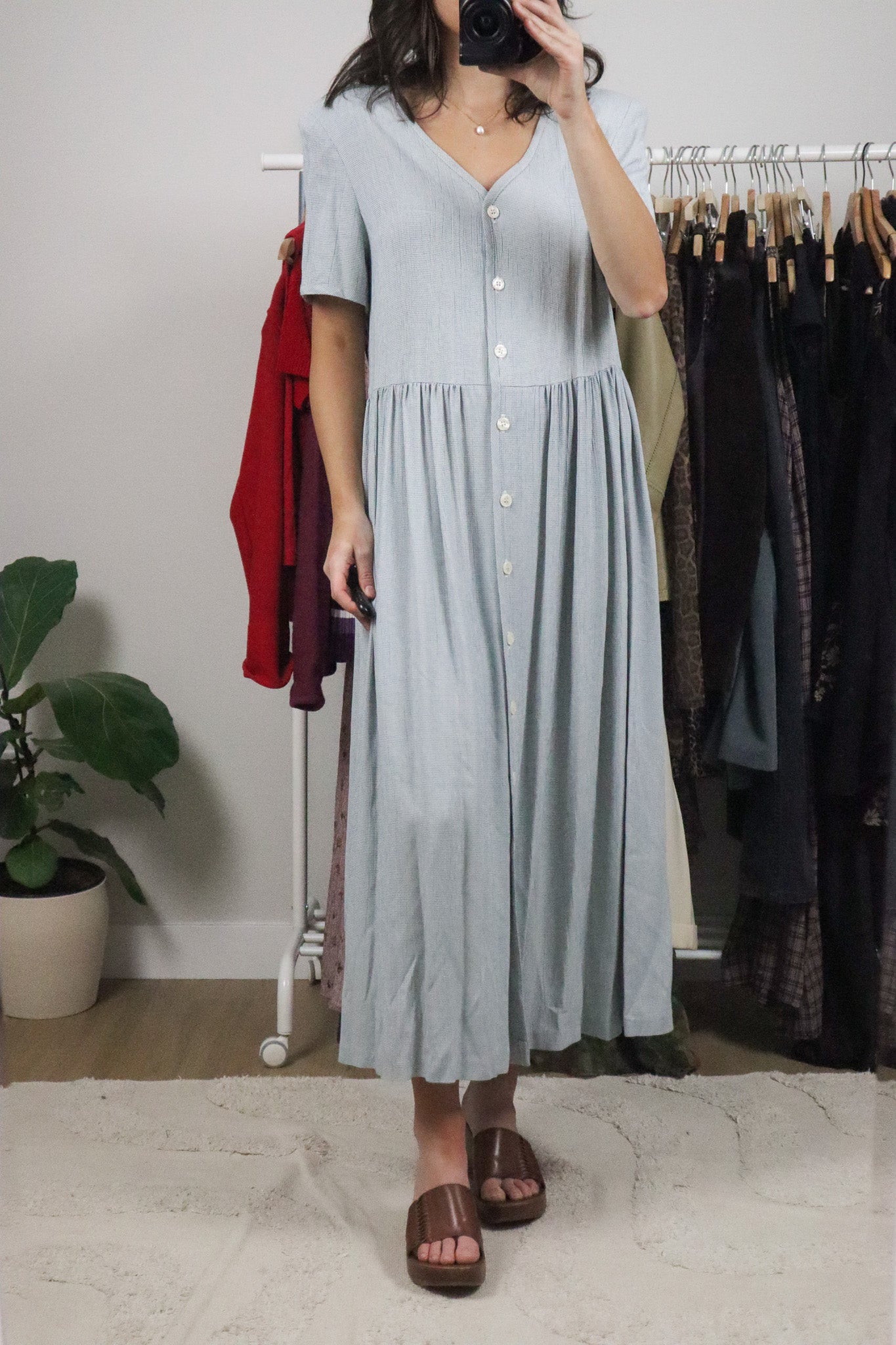 Made in Canada x Vintage x Gingham Button Up Maxi Dress (10)