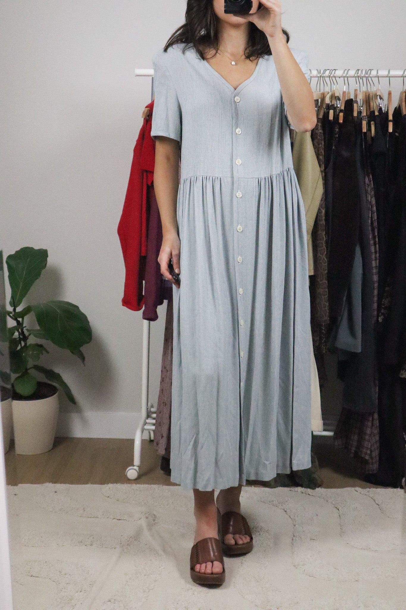 Made in Canada x Vintage x Gingham Button Up Maxi Dress (10)