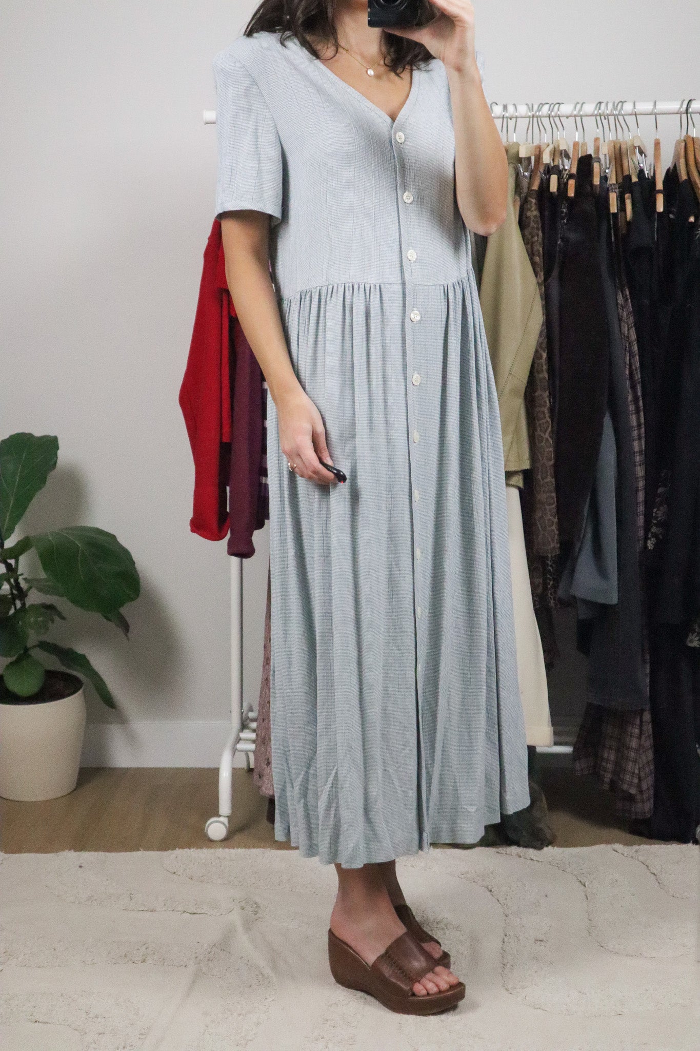Made in Canada x Vintage x Gingham Button Up Maxi Dress (10)