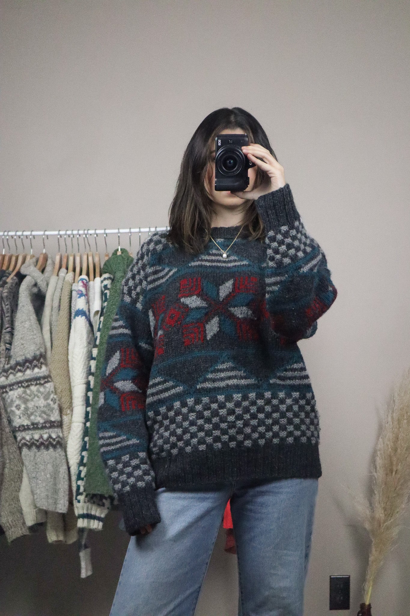 Vintage x Patterned Wool Chunky Knit (L)