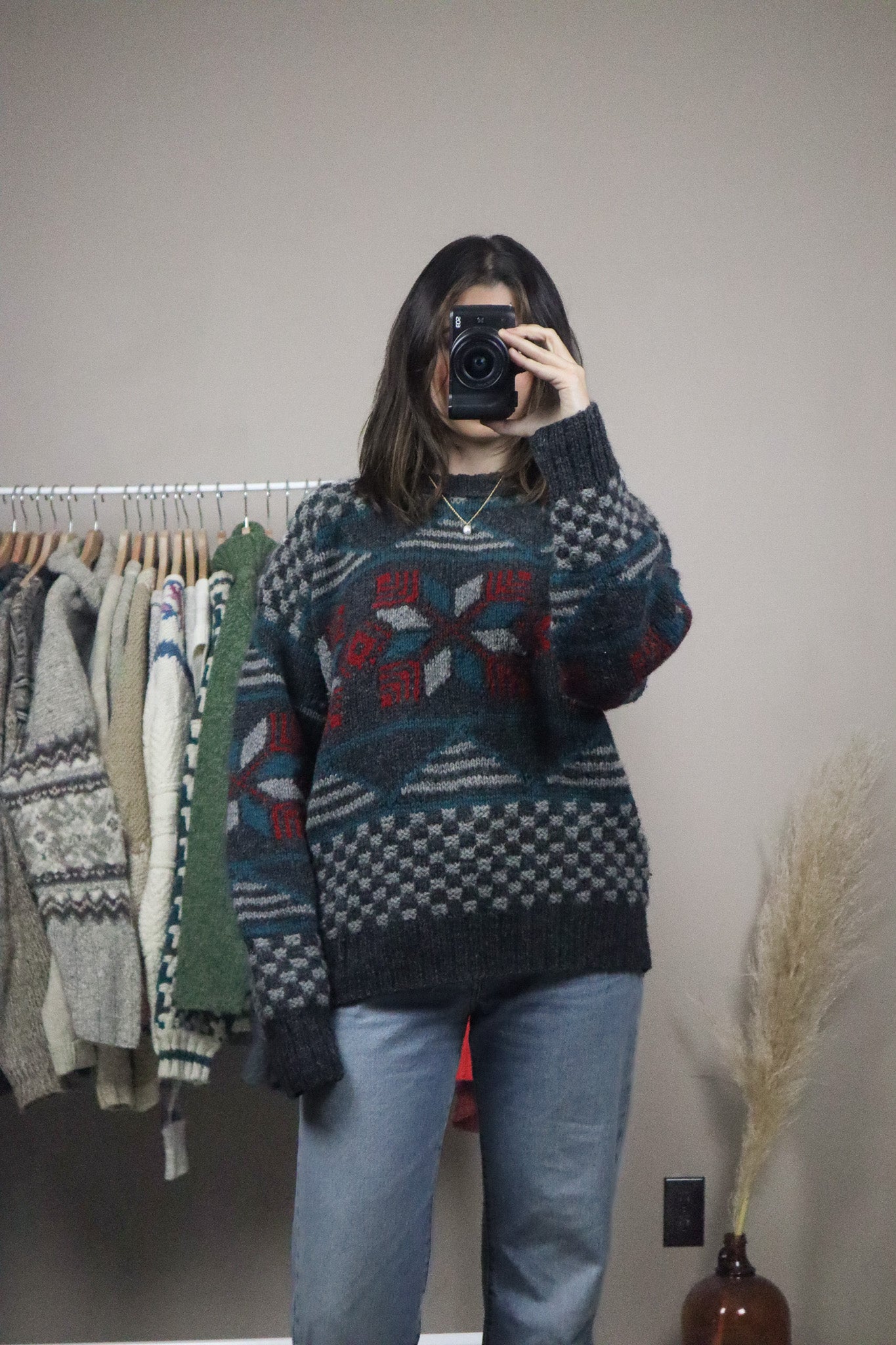Vintage x Patterned Wool Chunky Knit (L)
