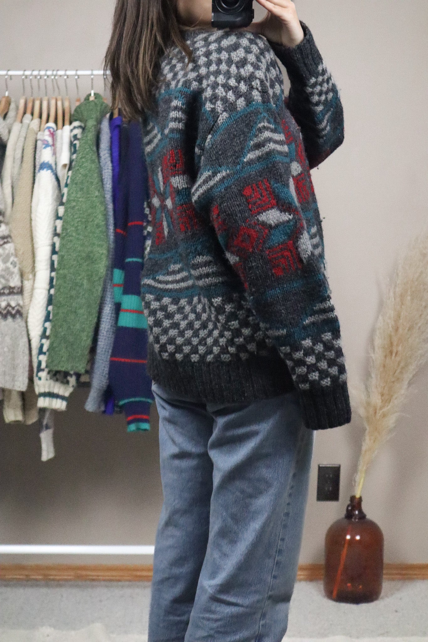 Vintage x Patterned Wool Chunky Knit (L)
