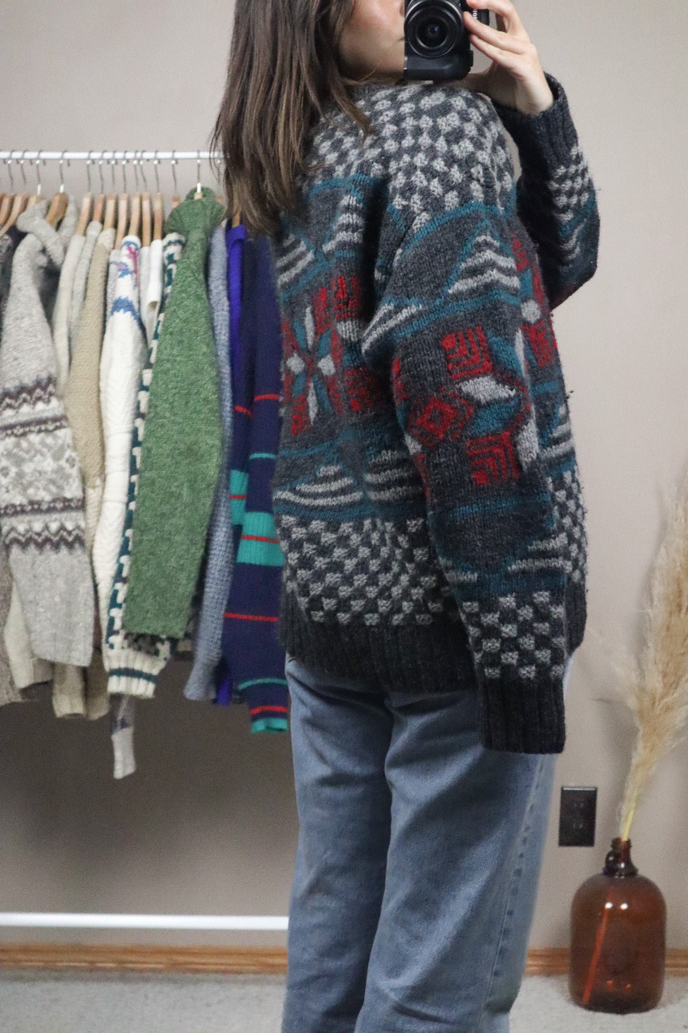 Vintage x Patterned Wool Chunky Knit (L)