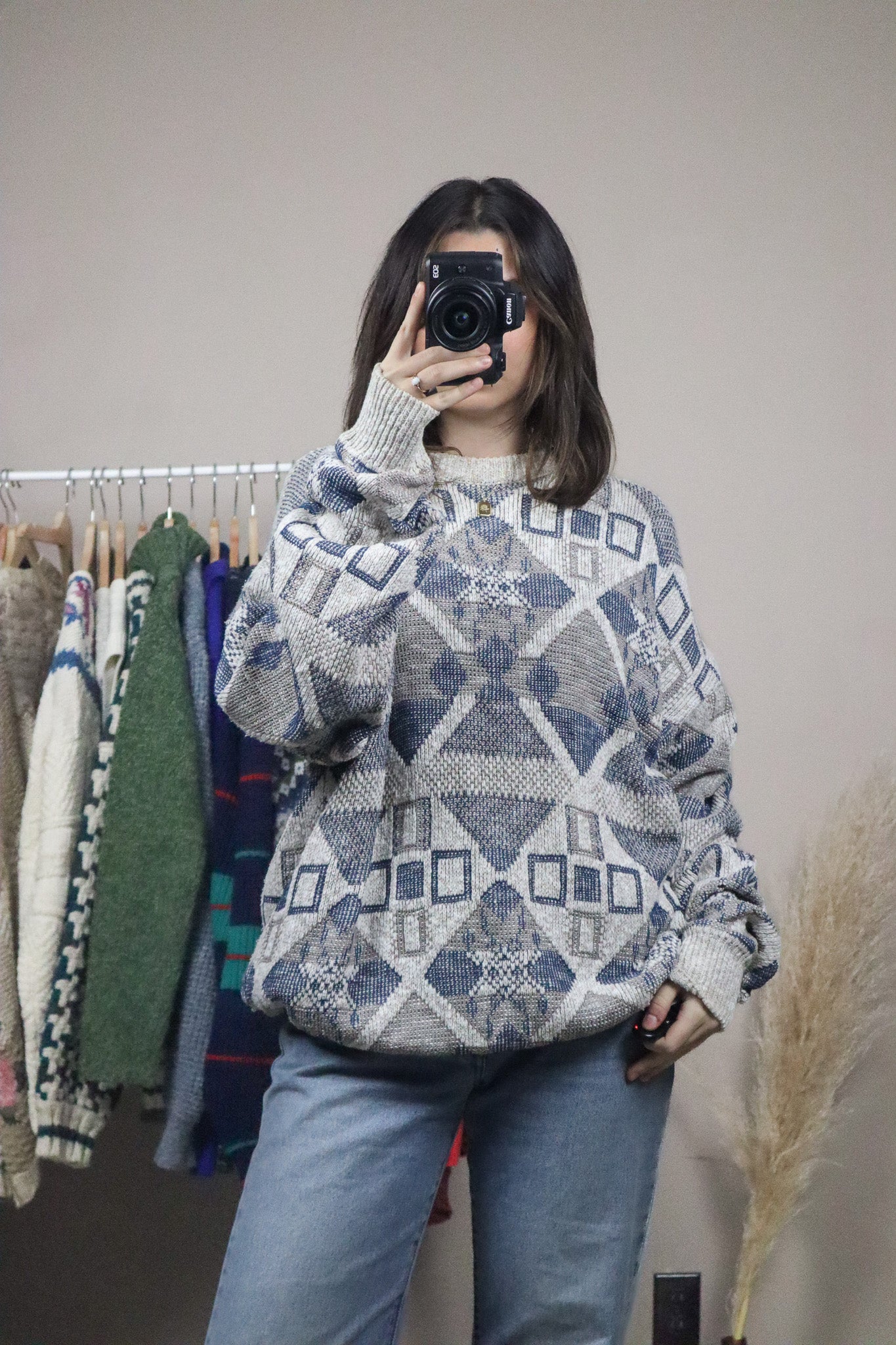 Made in Canda x Vintage x Linen Blend Patterned Knit (XL)
