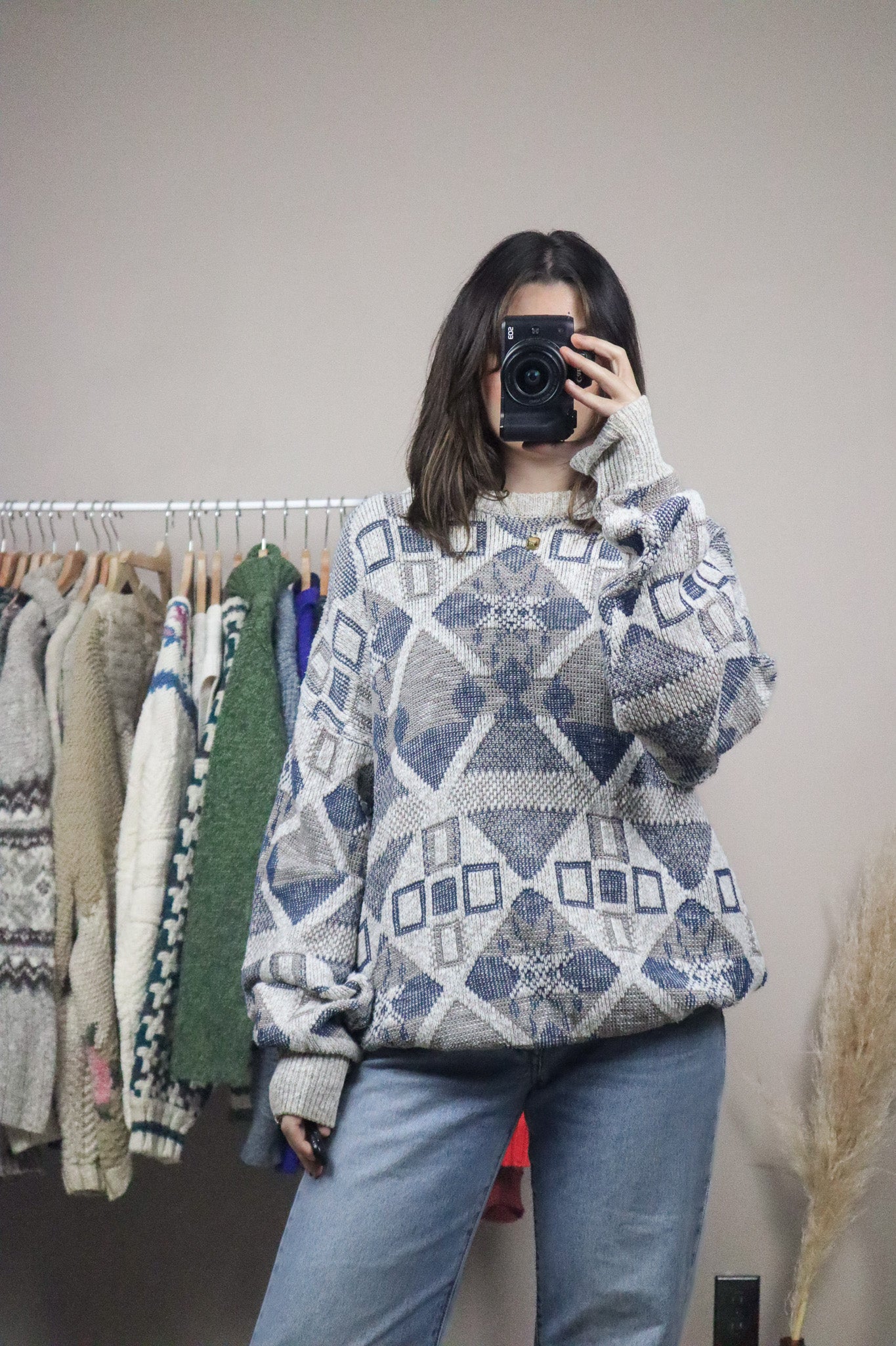 Made in Canda x Vintage x Linen Blend Patterned Knit (XL)