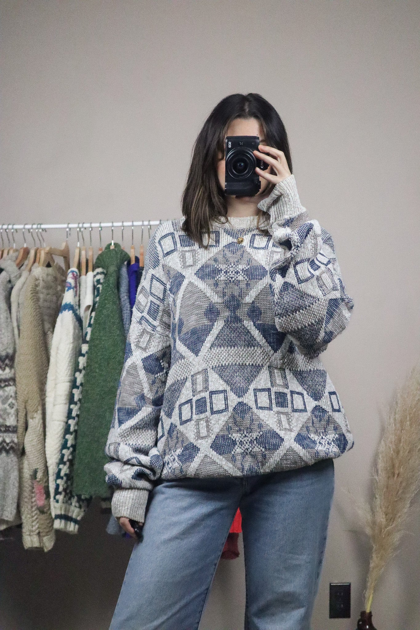 Made in Canda x Vintage x Linen Blend Patterned Knit (XL)
