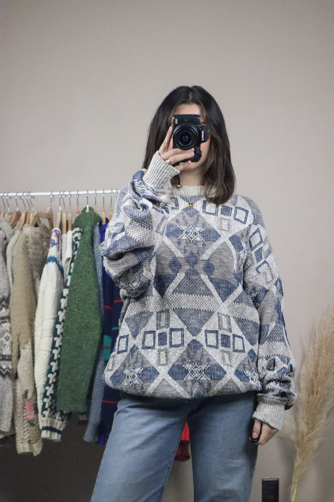 Made in Canda x Vintage x Linen Blend Patterned Knit (XL)