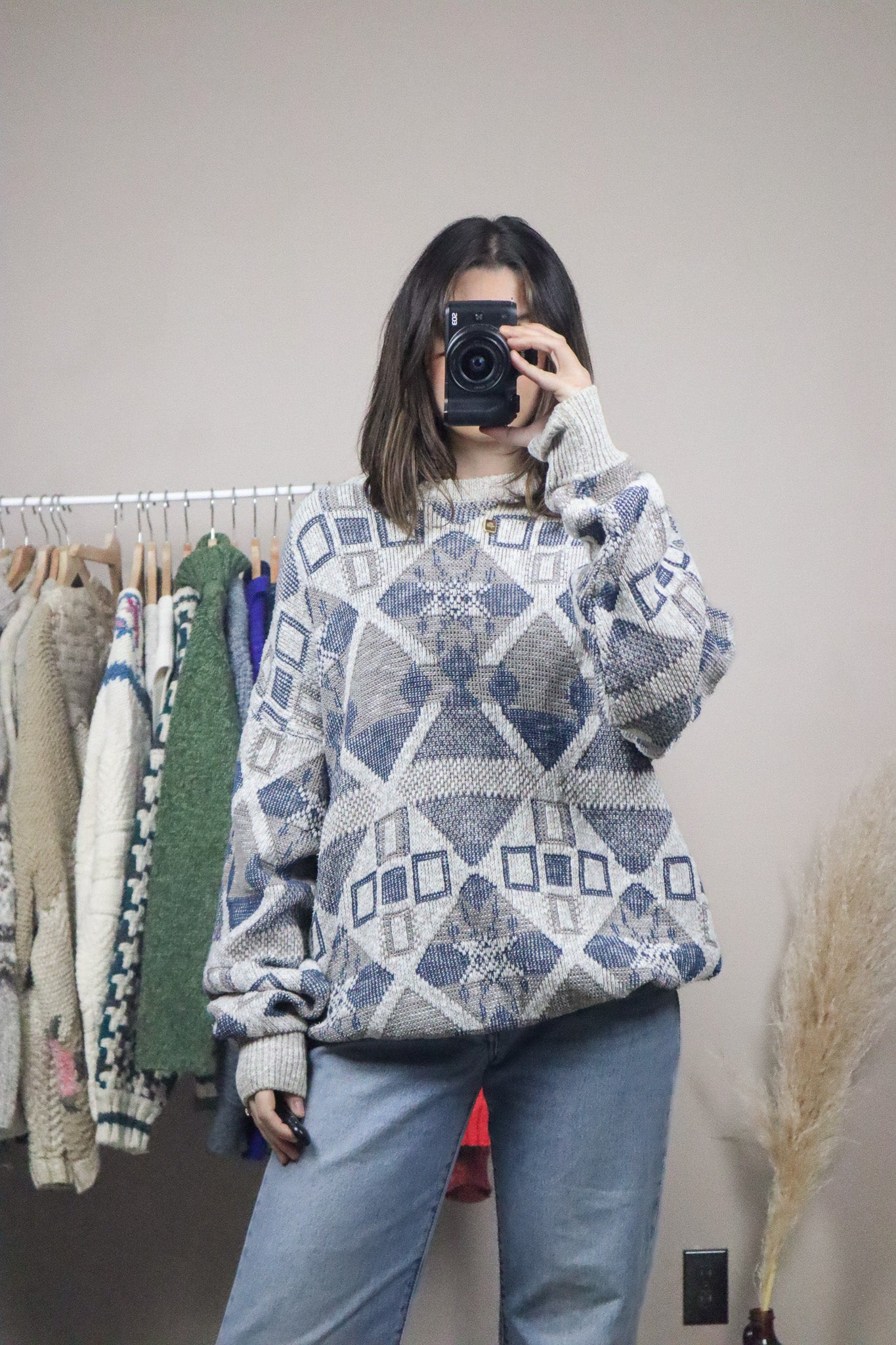 Made in Canda x Vintage x Linen Blend Patterned Knit (XL)