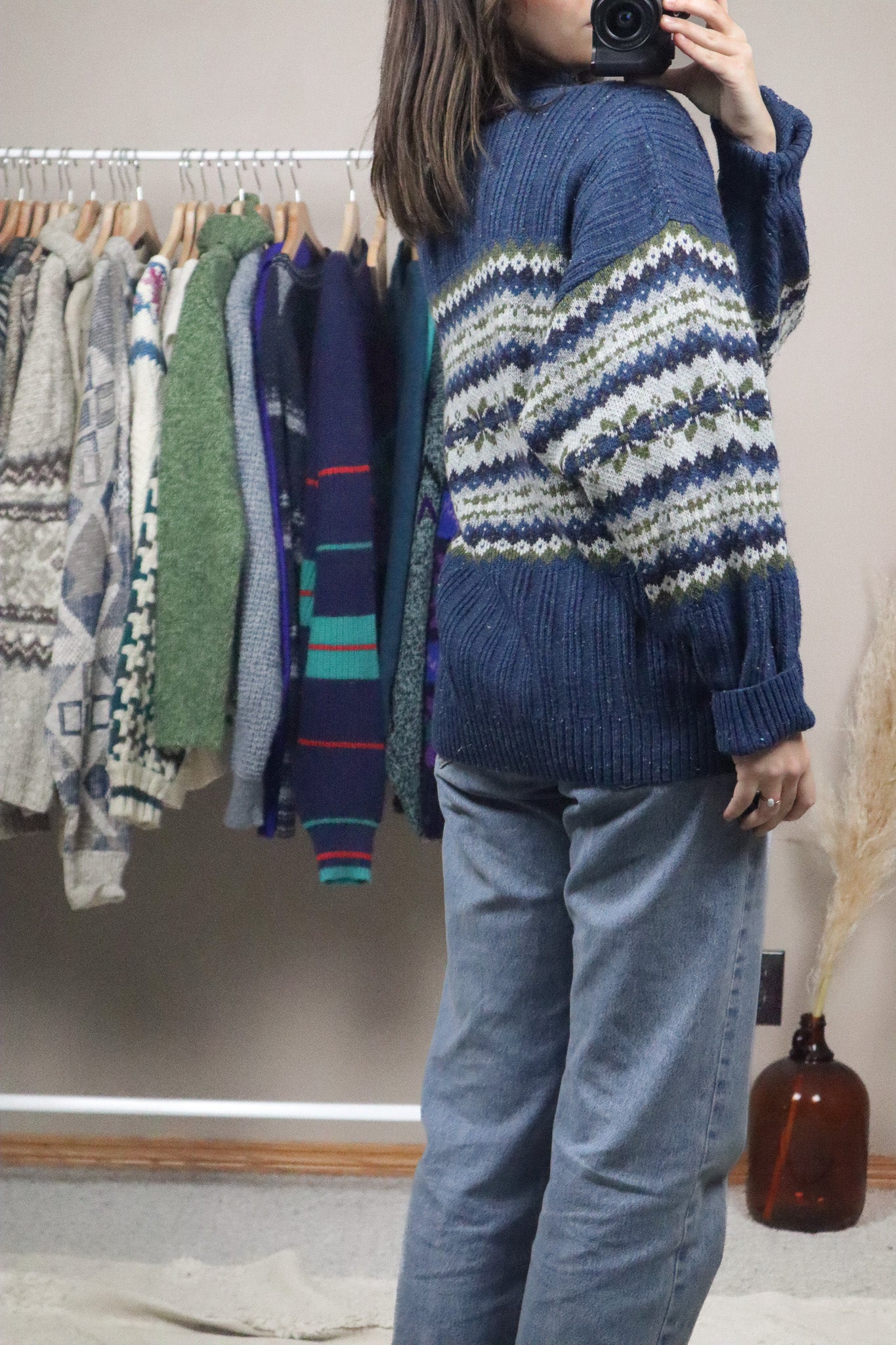 Made in Italy x Vintage x Patterned Wool Blend Mock-Neck (L)