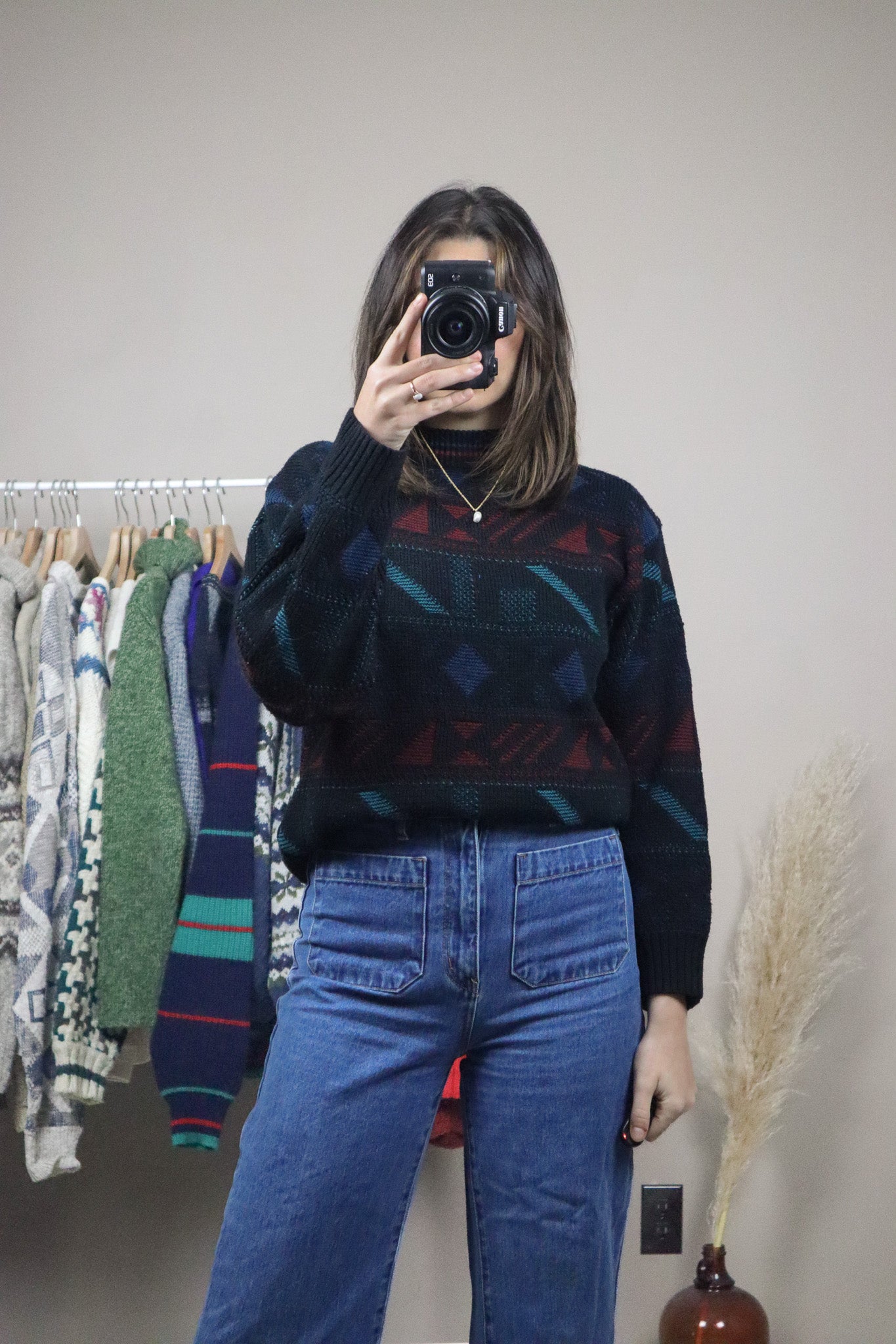 Vintage x Patterned Sweater (S)