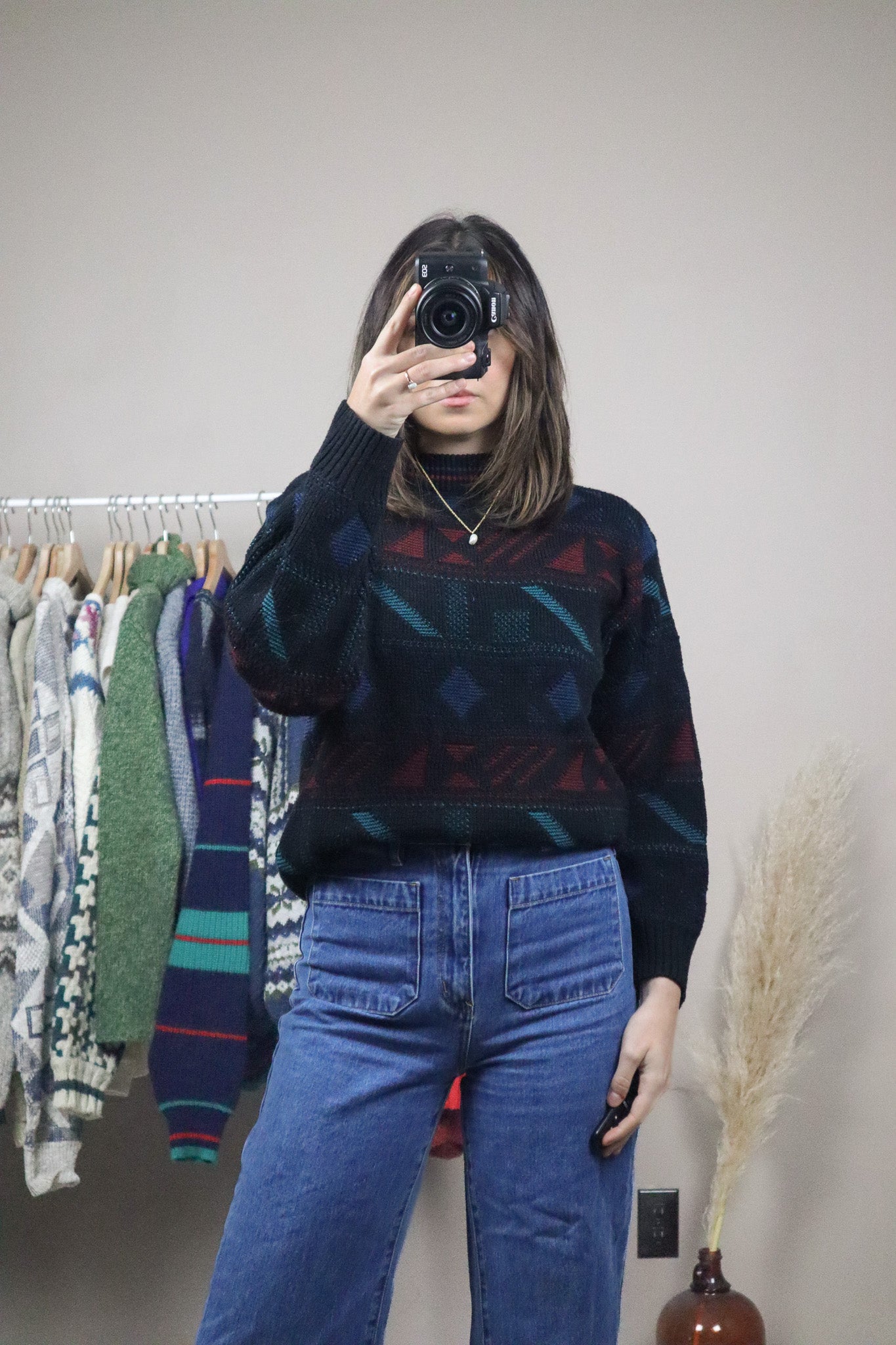 Vintage x Patterned Sweater (S)