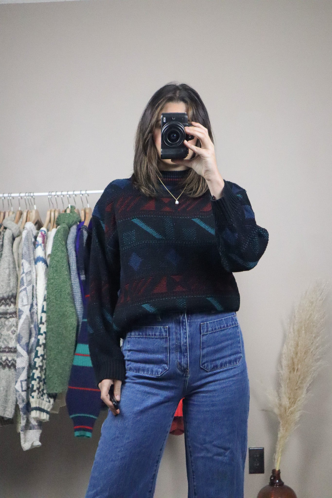 Vintage x Patterned Sweater (S)