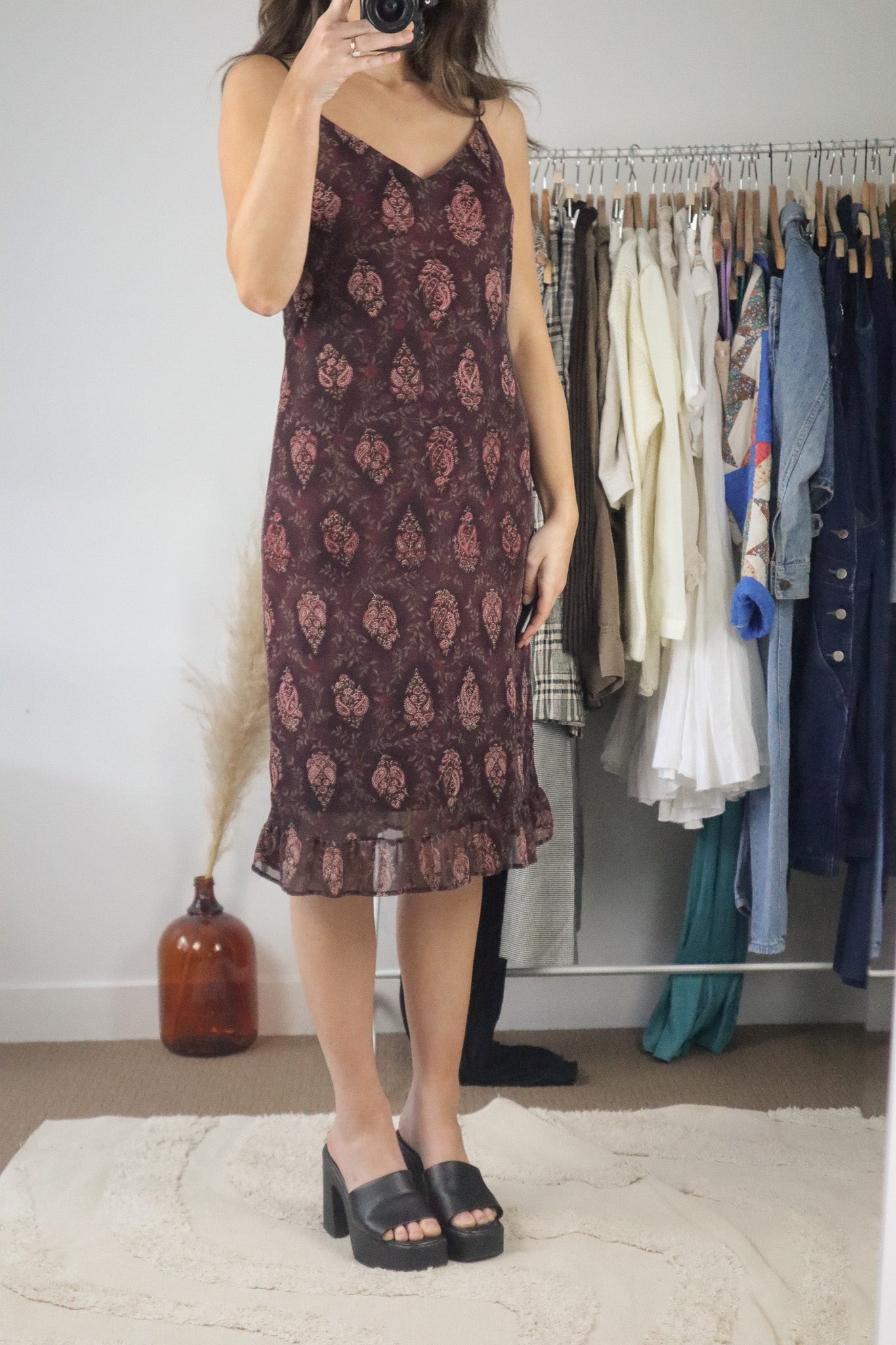 Made in USA x Vintage x Mesh Paisly Dress (M)