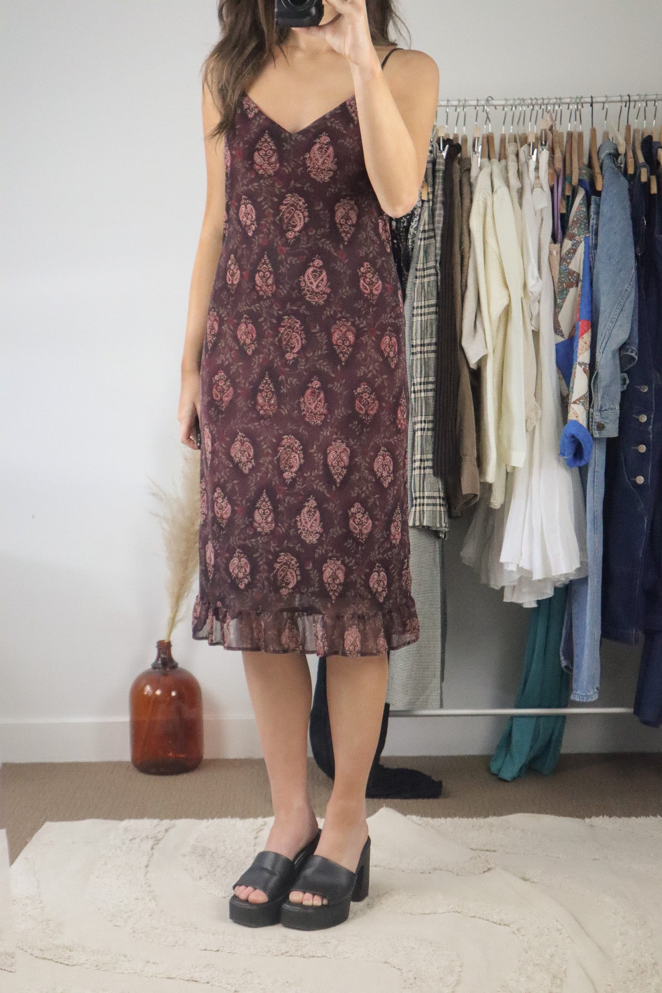 Made in USA x Vintage x Mesh Paisly Dress (M)