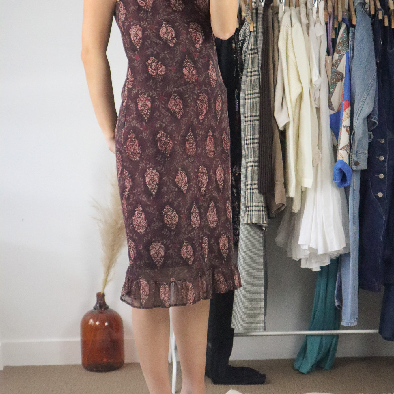 Made in USA x Vintage x Mesh Paisly Dress (M)