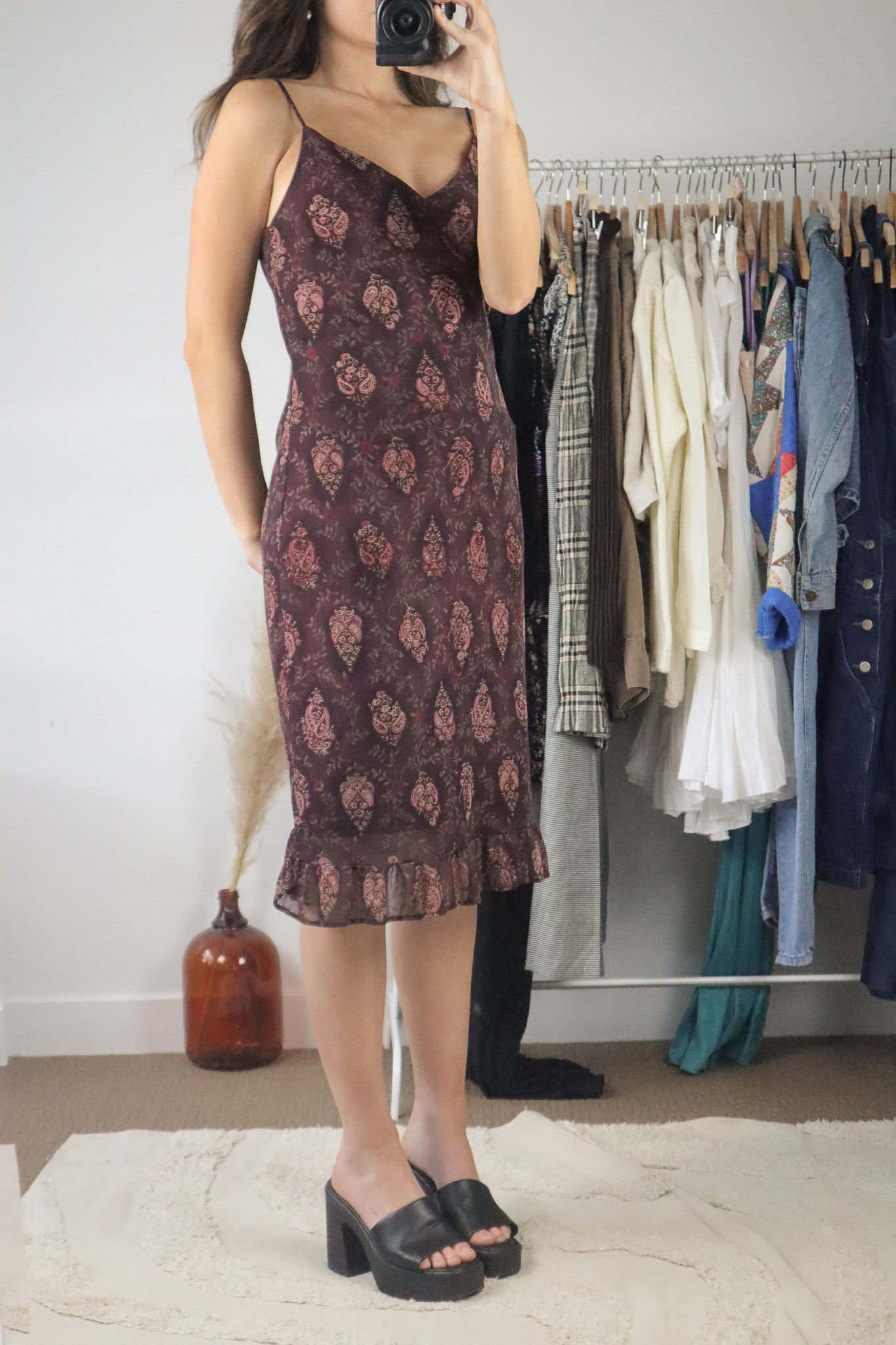 Made in USA x Vintage x Mesh Paisly Dress (M)