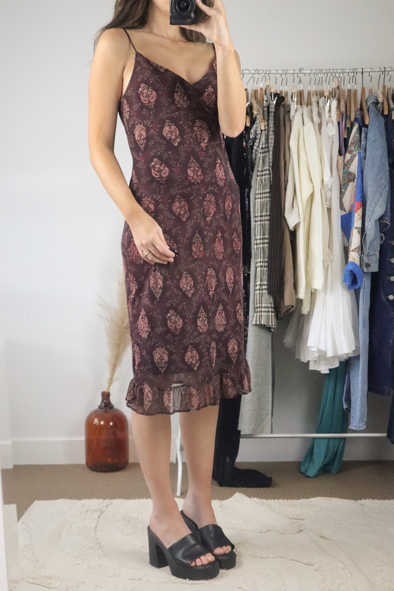 Made in USA x Vintage x Mesh Paisly Dress (M)