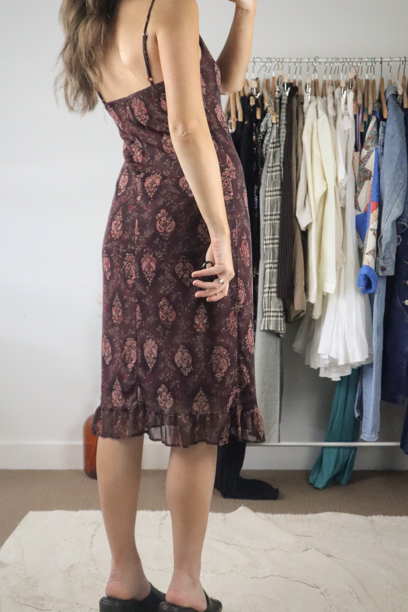 Made in USA x Vintage x Mesh Paisly Dress (M)