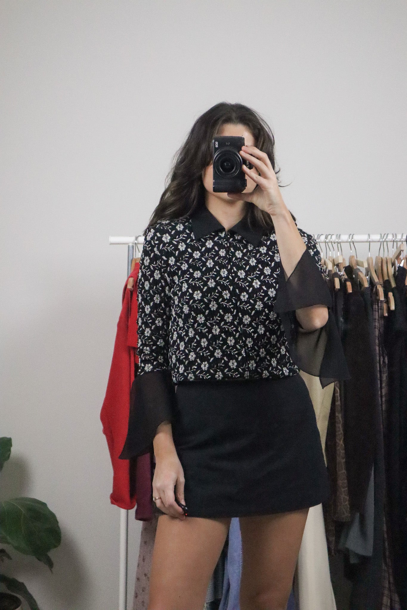 Vintage x Zip-Up Lace Collar Blouse (S)