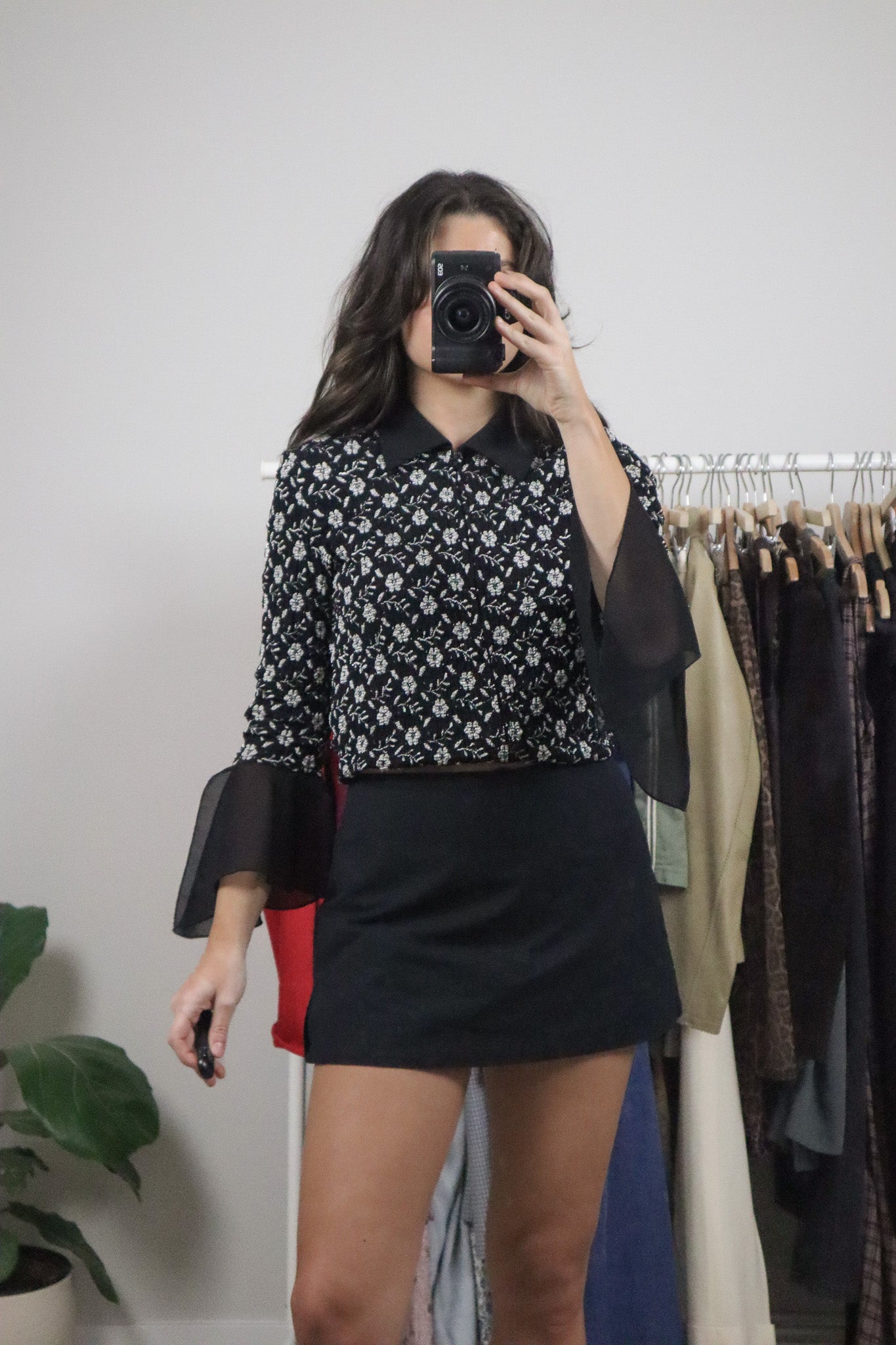 Vintage x Zip-Up Lace Collar Blouse (S)